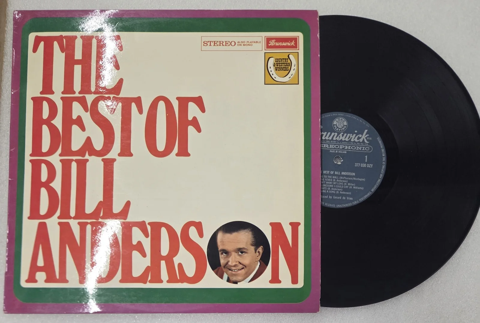 BILL ANDERSON BAS BECKETT COA SIGNED RECORD AUTOGRAPHED THE BEST OF ALBUM VINYL, изображение 2