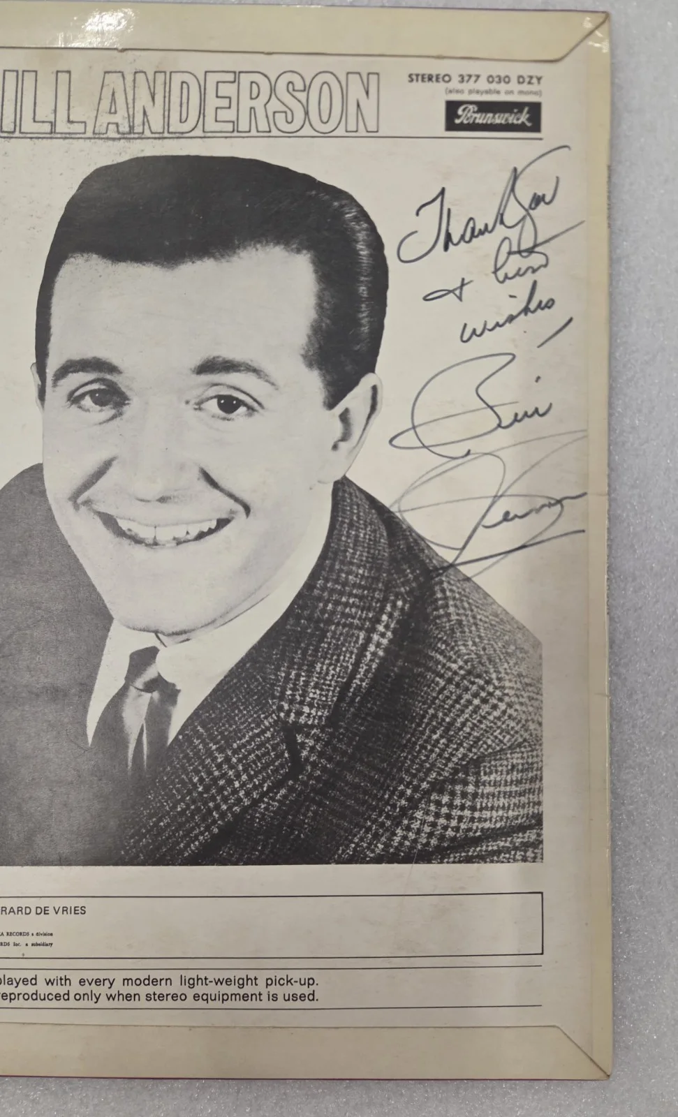 BILL ANDERSON BAS BECKETT COA SIGNED RECORD AUTOGRAPHED THE BEST OF ALBUM VINYL, изображение 4