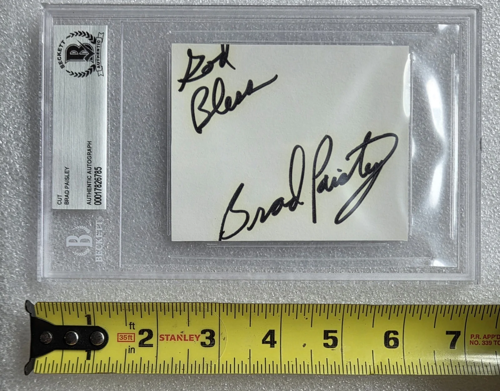 BRAD PAISLEY BAS BECKETT COA SIGNED SLABBED AUTOGRAPHED COUNTRY MUSIC VINTAGE, изображение 3
