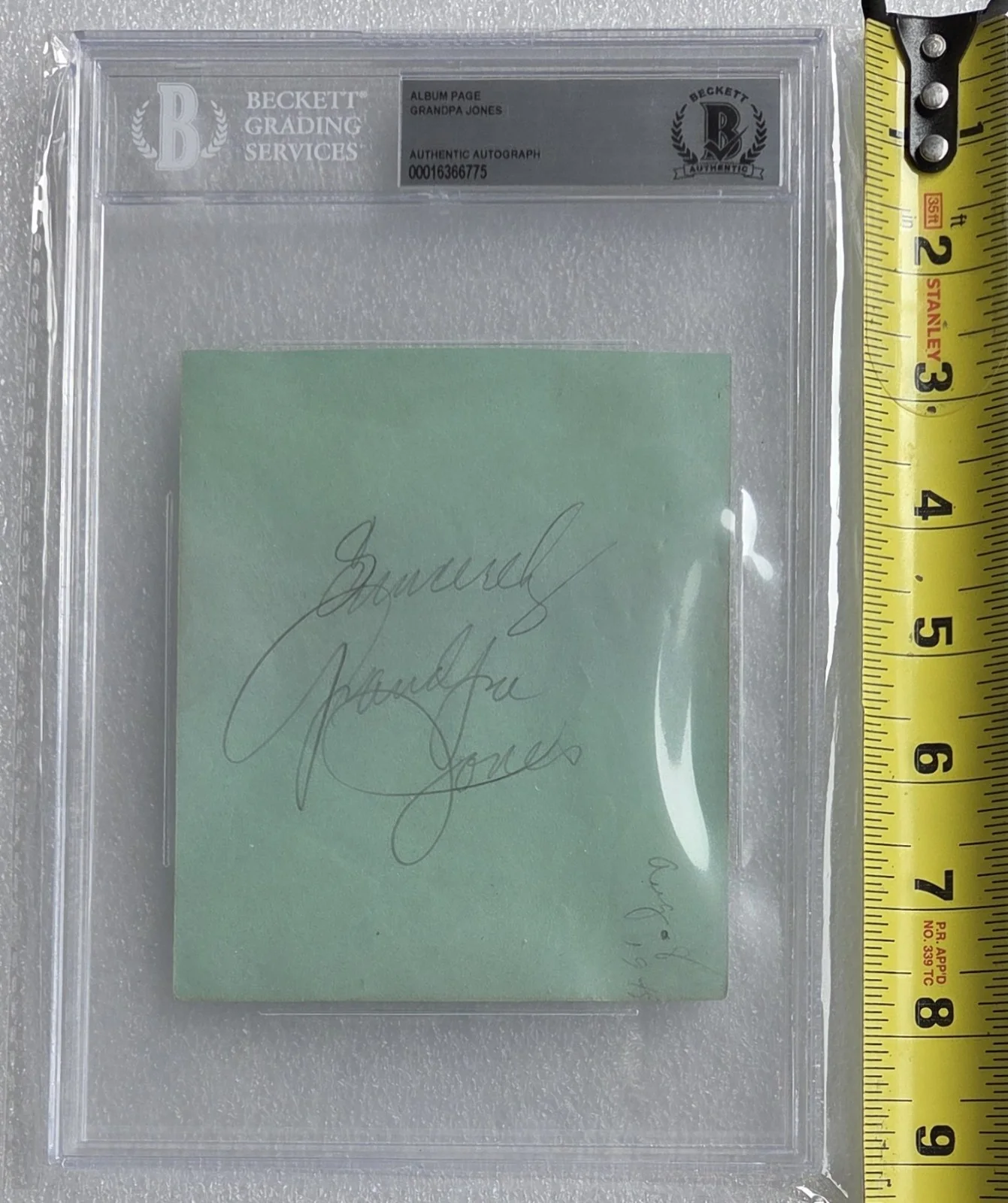 GRANDPA JONES BAS BECKETT COA SIGNED SLABBED AUTOGRAPHED GRAND OLE OPRY COUNTRY, изображение 2