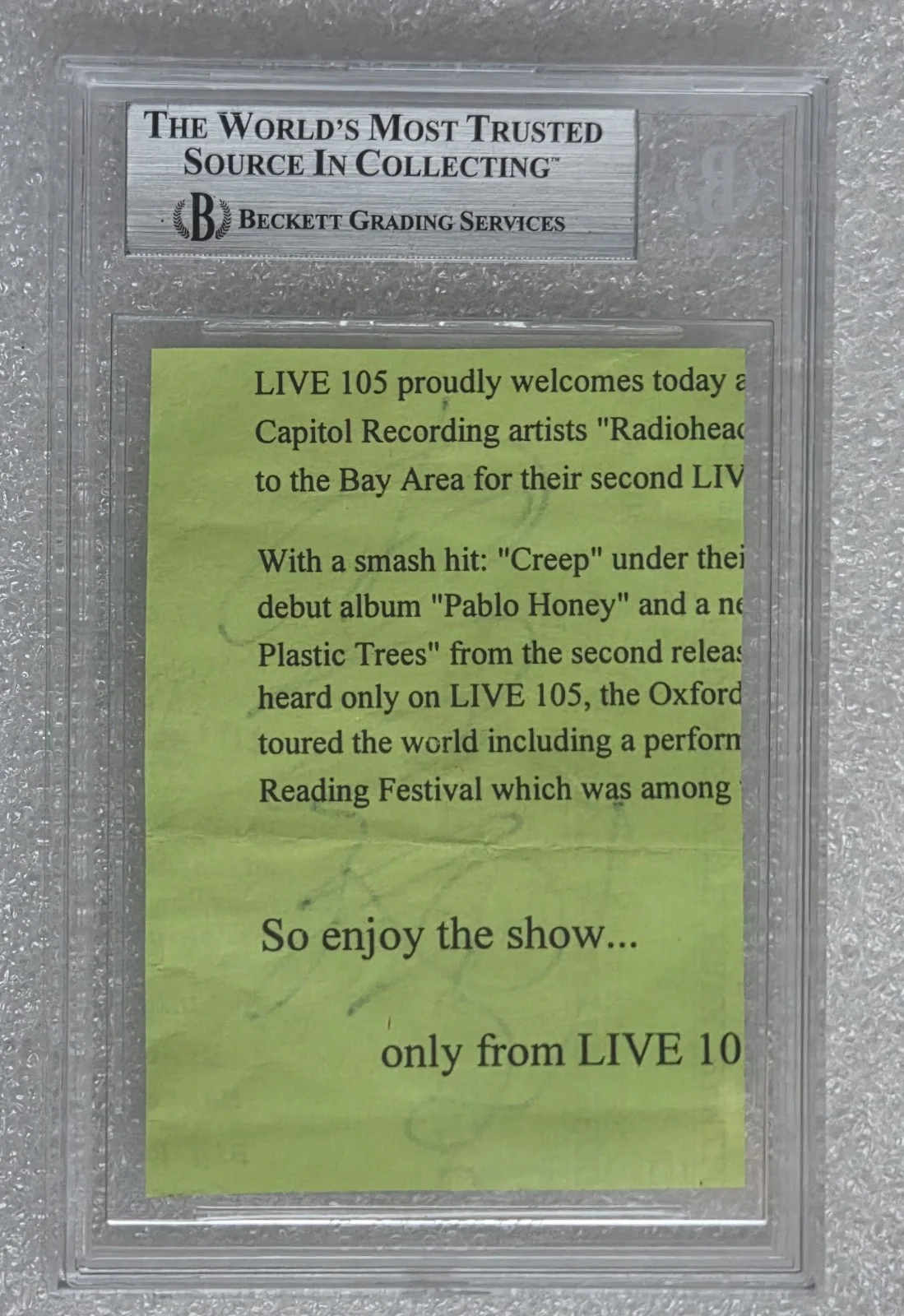 ED O'BRIEN SIGNED CUT BECKETT BAS SLABBED SLAB RADIOHEAD GUITARIST AUTOGRAPHED, image 3