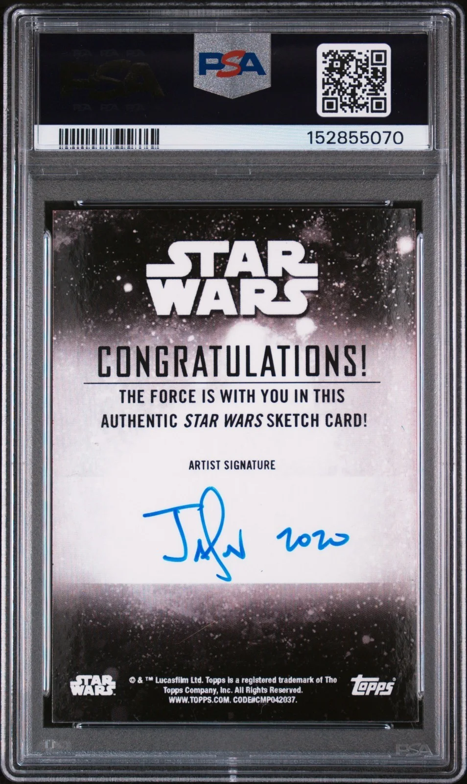 Jason Adams — 2020 Star War Holocron Jason Adams Signed GROGU Sketch Card 1/1 PSA 10 Slabbed, image 2