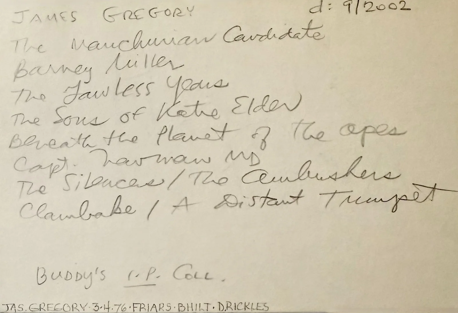 James Gregory — JAMES GREGORY Signed Autograph 4x6 INDEX CARD The Manchurian Candidate AL CAPONE, изображение 4