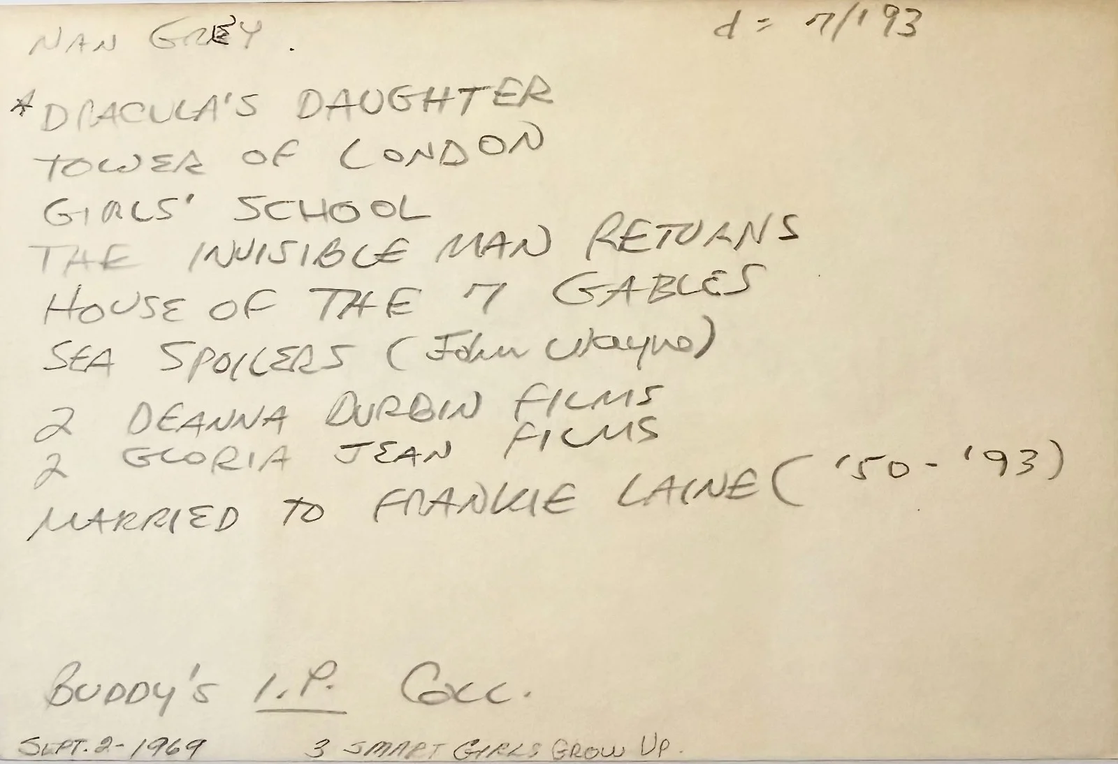 Nan Grey — NAN GREY Signed Autograph 4x6 INDEX CARD The Invisible Man Returns Girl's School, image 2