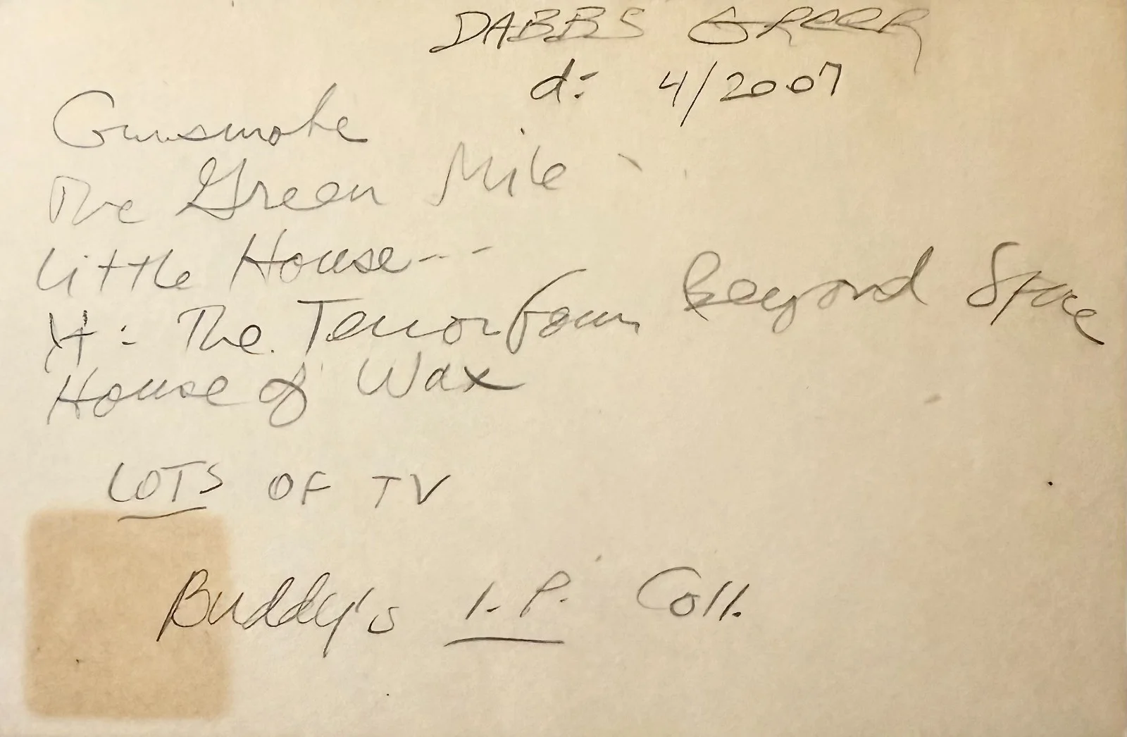 Dabbs Greer — DABBS GREER Autograph Signed 4x6 INDEX CARD House IV House of Wax THE VAMPIRE, изображение 2