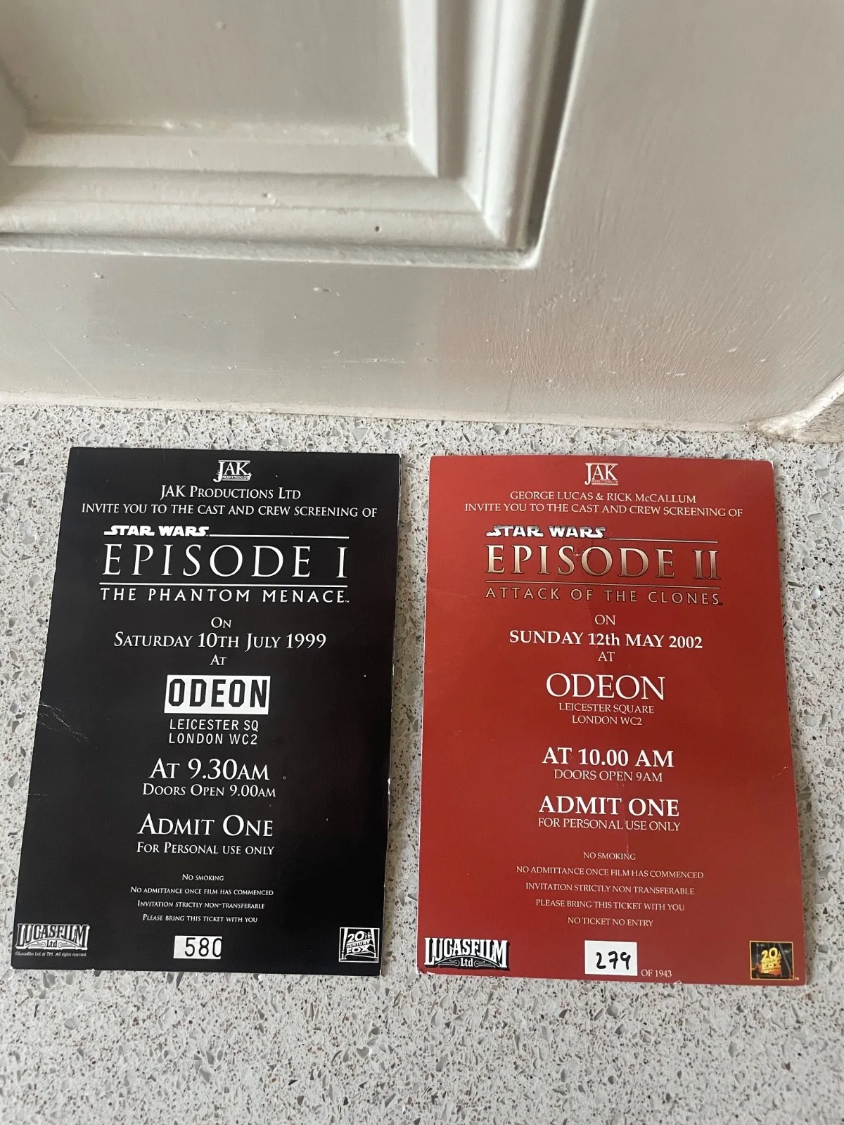 Pair of Star Wars Cast & Crew Screening Invitations - Lucasfilm, image 2