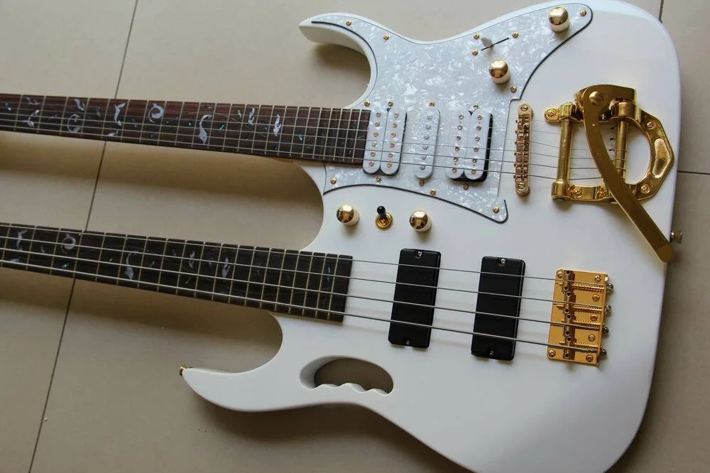 Hot Double Neck Electric Guitar 4 String Electric Bass+6 String Electric Guitar, изображение 2