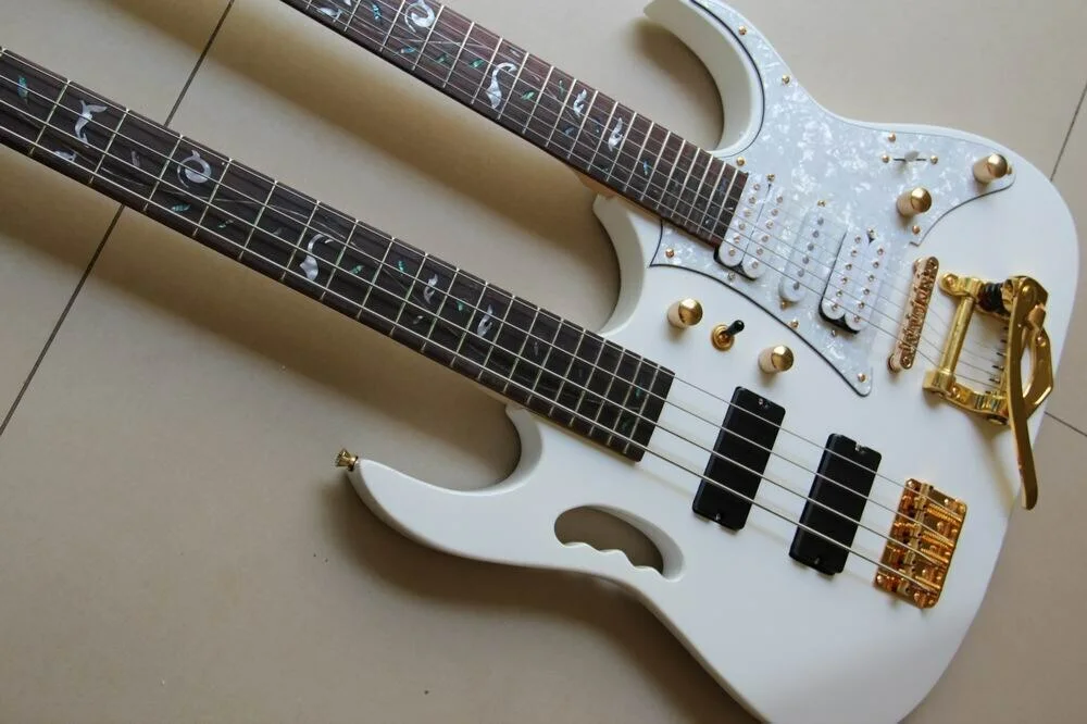 Hot Double Neck Electric Guitar 4 String Electric Bass+6 String Electric Guitar, изображение 3