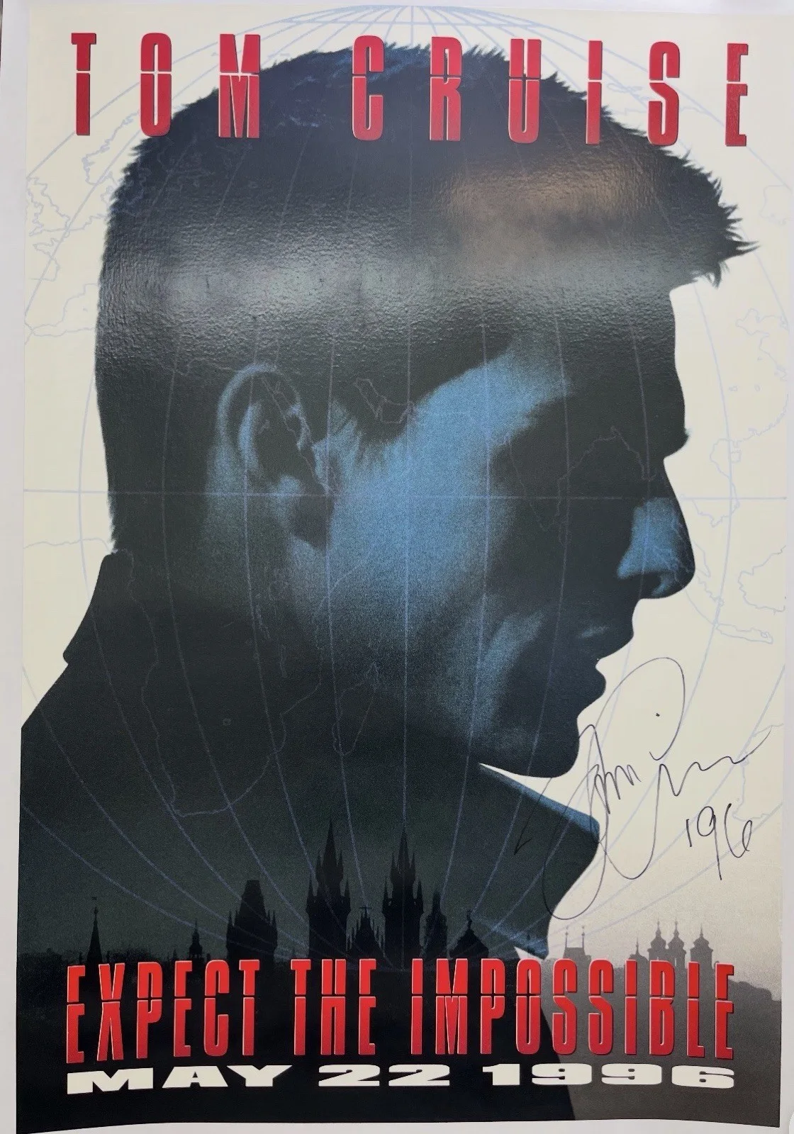 RARE! Tom Cruise Signed Mission Impossible Poster 1996! PROOF!, image 2