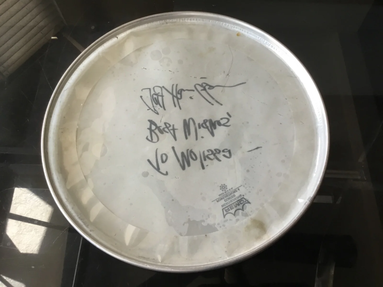 Jeff Hamilton Drummer for Diana Krall Hand Signed Drum Head, image 3