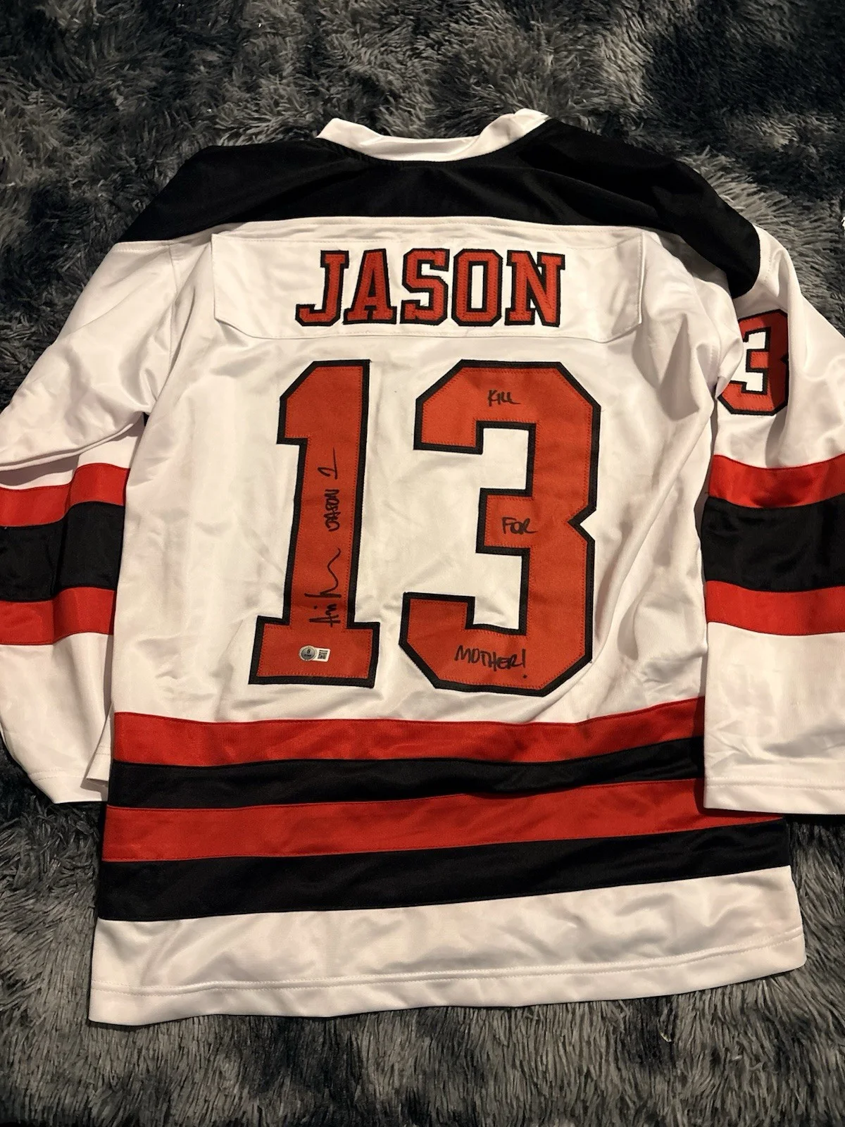 Ari Lehman — Ari Lehman Signed Jason Voorhees Hockey Jersey Friday The 13th Beckett Goth XL, изображение 2