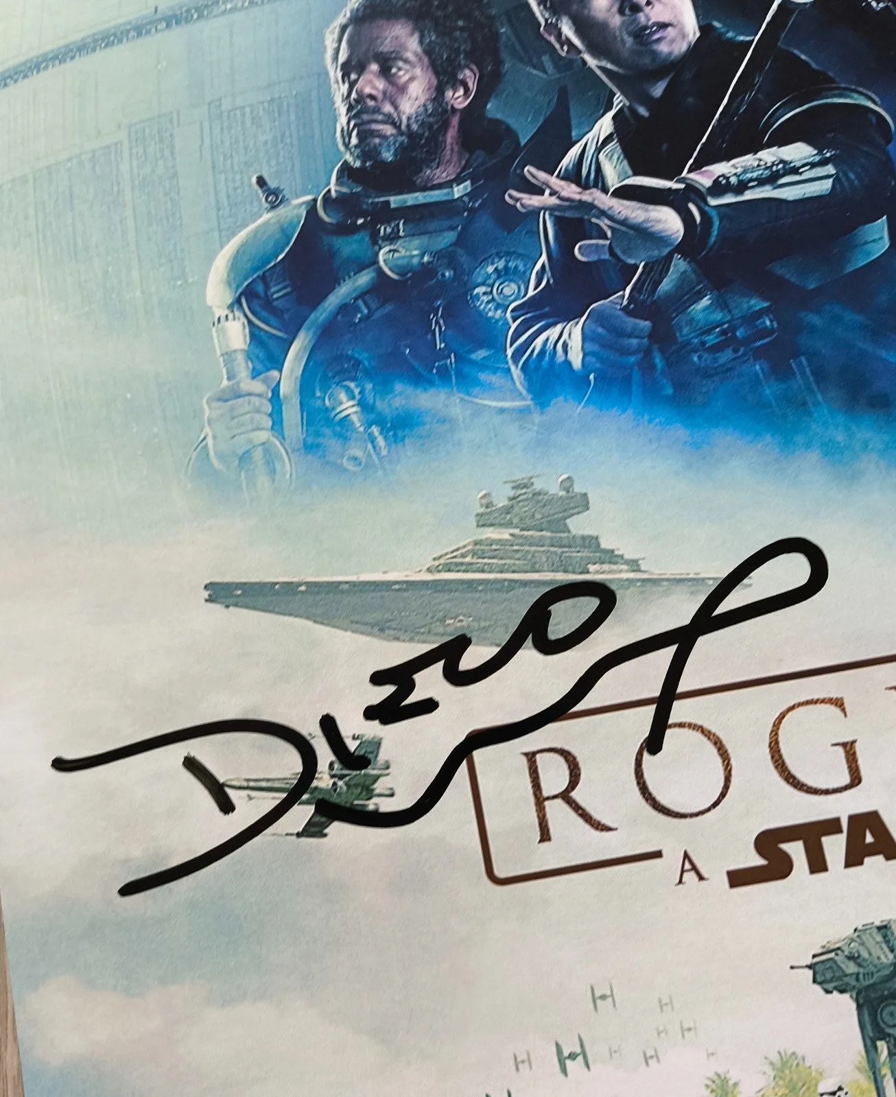 Felicity Jones, Diego Luna, Alan Tudyk — Autograph Felicity Jones ,Diego Luna ,Alan Tudyk 11x17 Poster ( Rogue One ), image 2