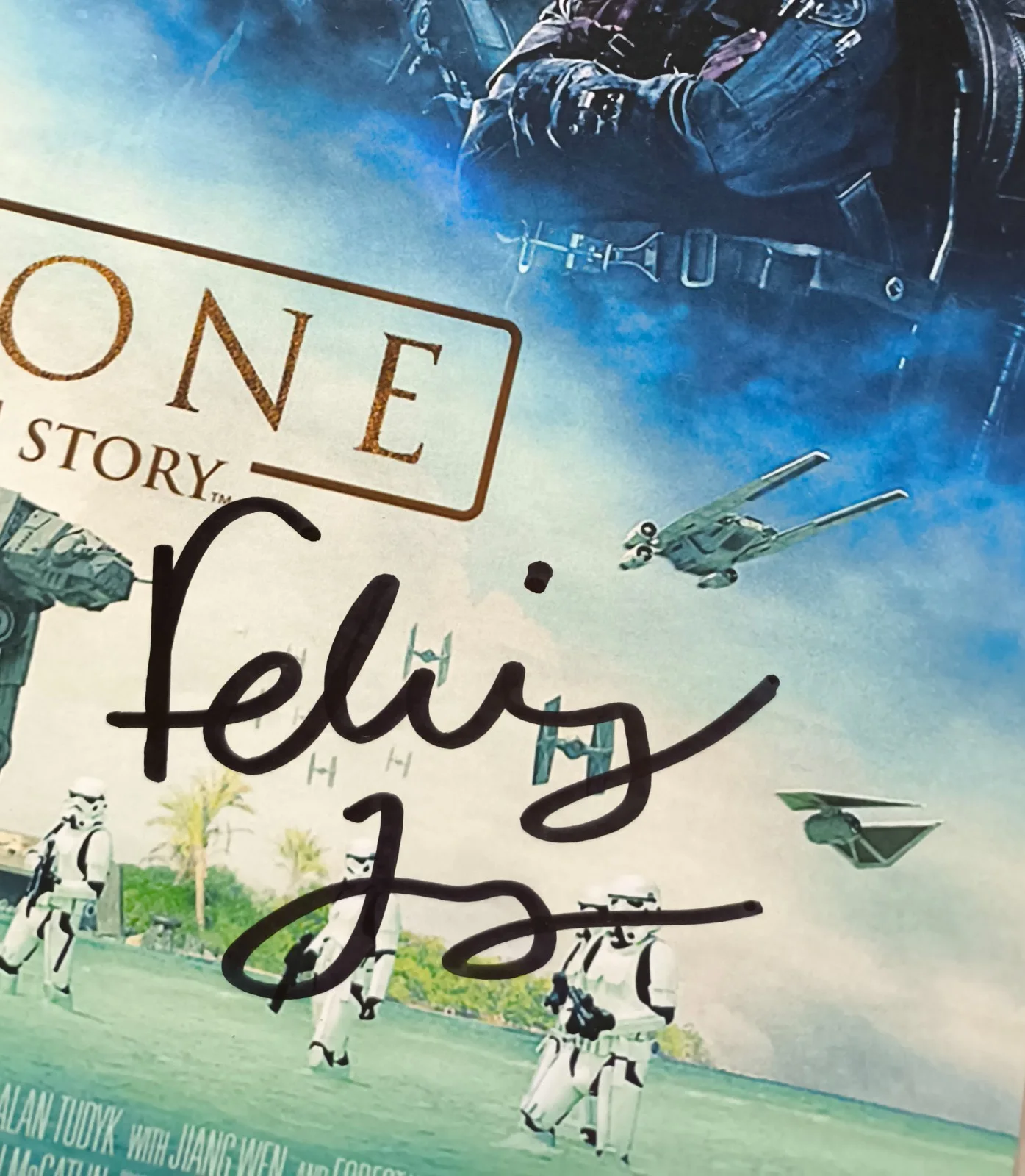 Felicity Jones, Diego Luna, Alan Tudyk — Autograph Felicity Jones ,Diego Luna ,Alan Tudyk 11x17 Poster ( Rogue One ), image 4