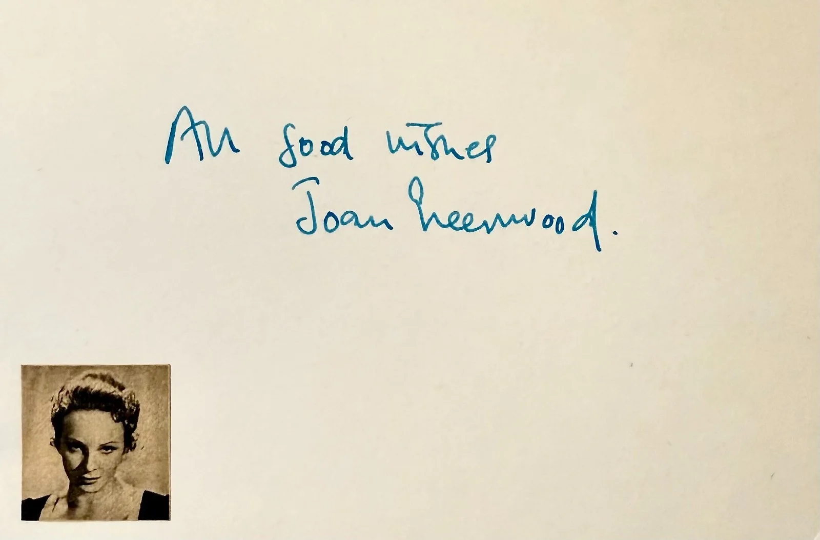 Joan Greenwood — JOAN GREENWOOD Signed Autographed 4x6 INDEX CARD Whiskey Galore! The October Man, image 3