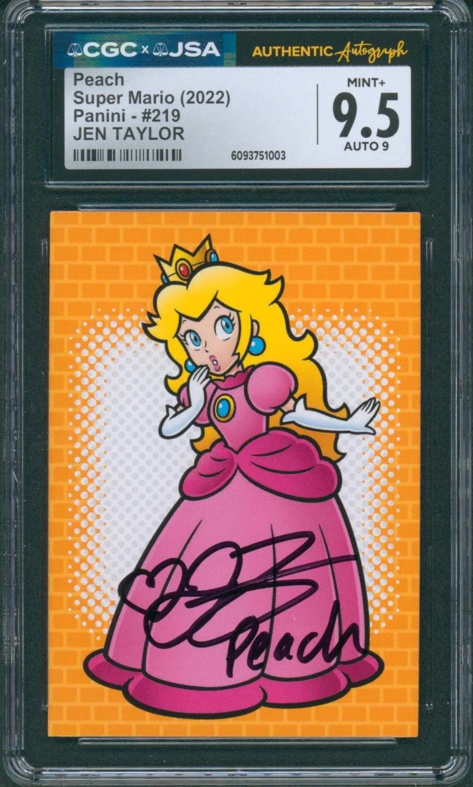 Jen Taylor — Jen Taylor Signed Card Super Mario 2022 Peach Mint+ 9.5 CGC x JSA SLAB