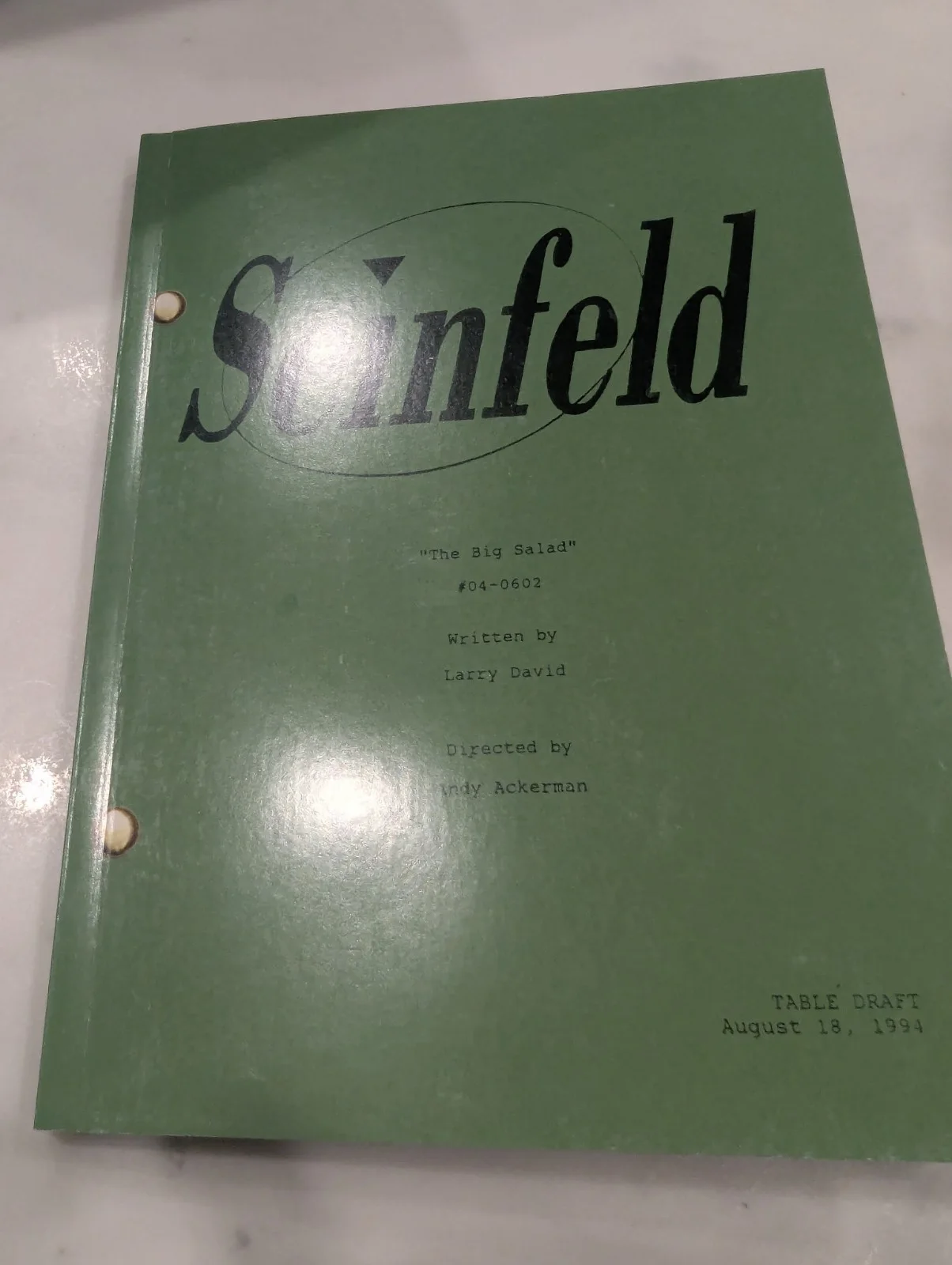 Larry David — Seinfeld "The Big Salad" Original Script Signed by Larry David, image 4