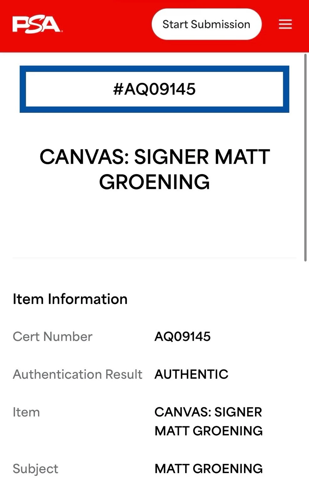 Matt Groening — Matt Groening Autograph & Bart Sketch The Simpsons 8x10 Thin Canvas PSA COA, изображение 3