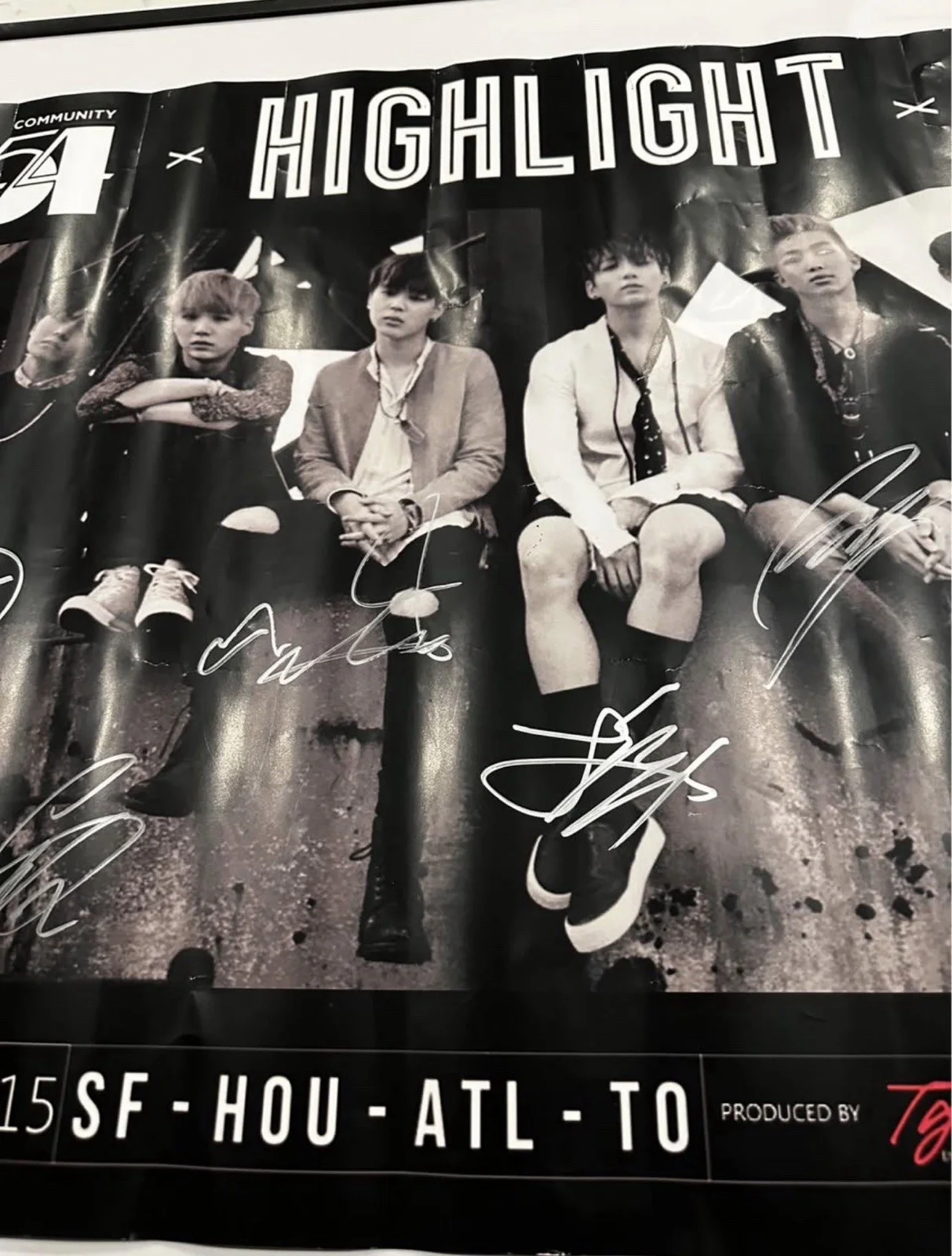 BTS The Red Bullet Tour Signed Poster HIGHLIGHT US Tour 2015 Autographed ARIRANG, image 3