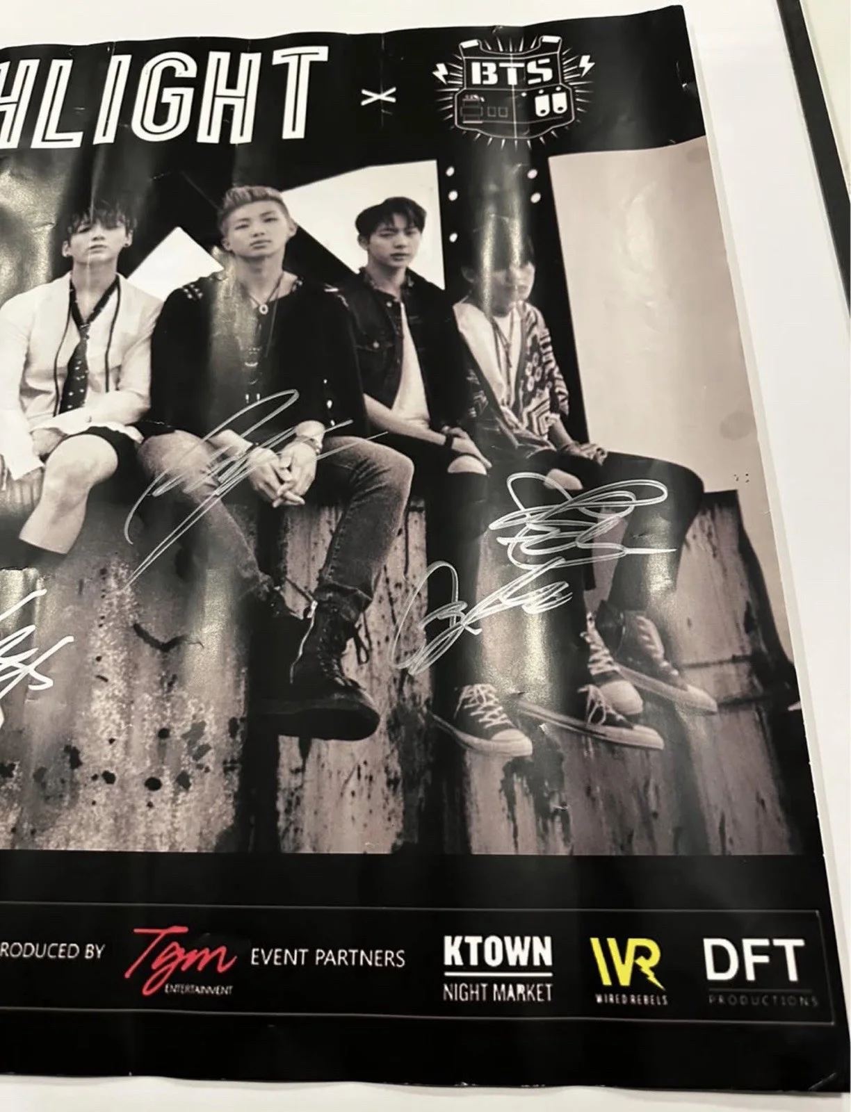 BTS The Red Bullet Tour Signed Poster HIGHLIGHT US Tour 2015 Autographed ARIRANG, image 4