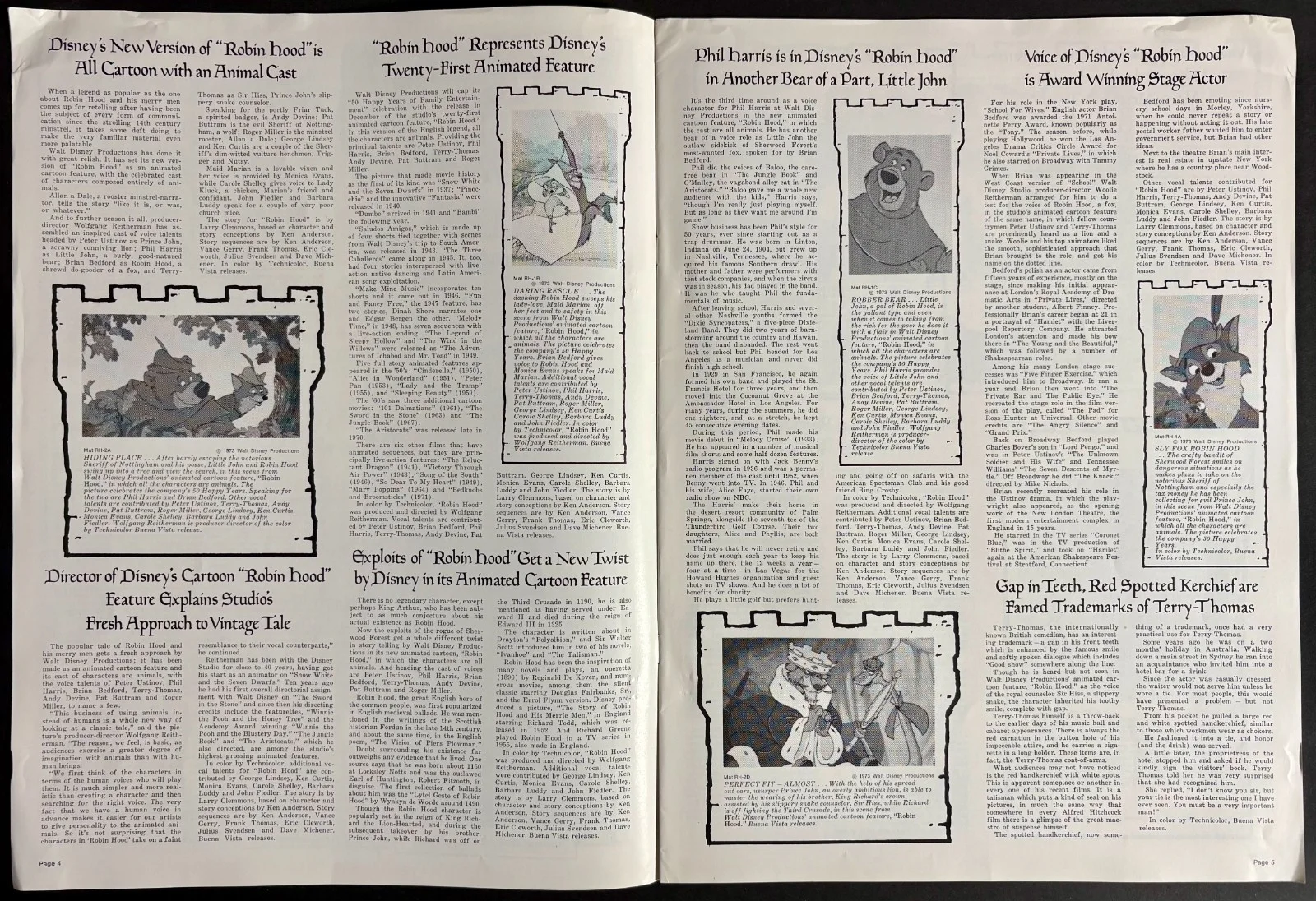 Robin Hood ORIGINAL US Film Campaign Book + Ad Pad DISNEY FIRST RELEASE 1973, image 2