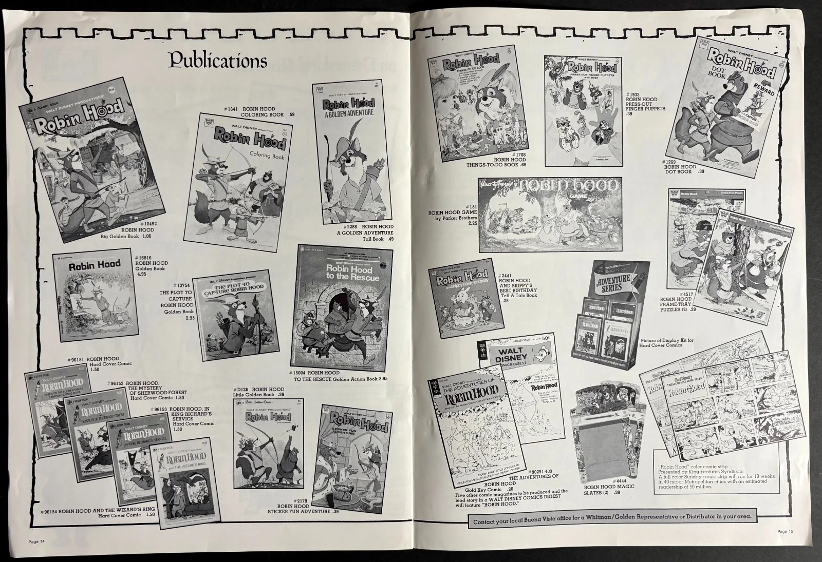 Robin Hood ORIGINAL US Film Campaign Book + Ad Pad DISNEY FIRST RELEASE 1973, image 4