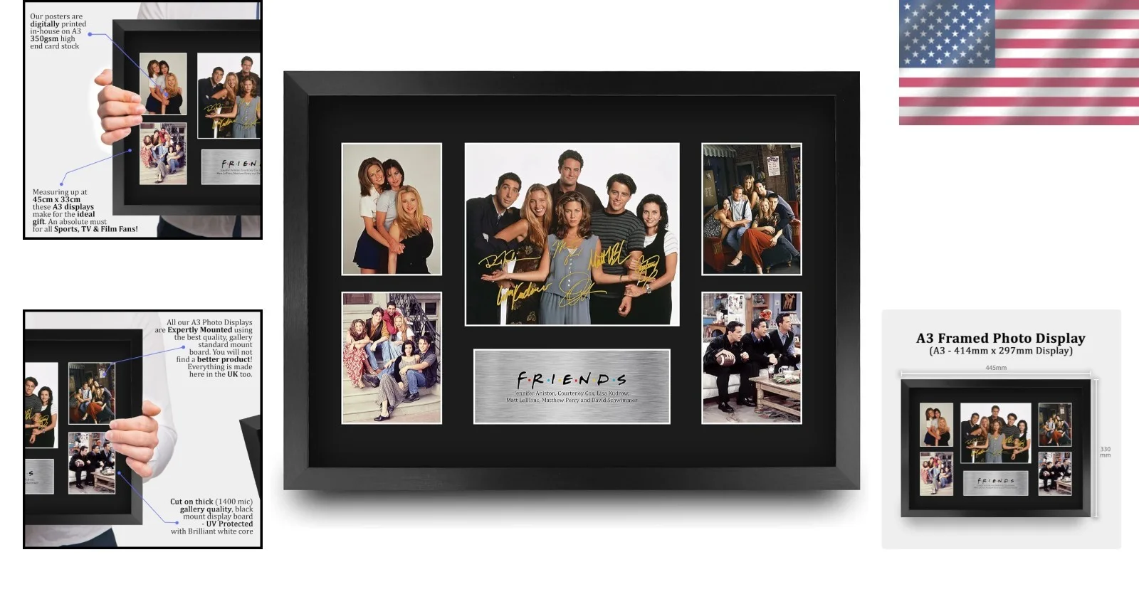 Friends Cast Signed Autograph Display 16x12 Framed TV Show Gift, изображение 2