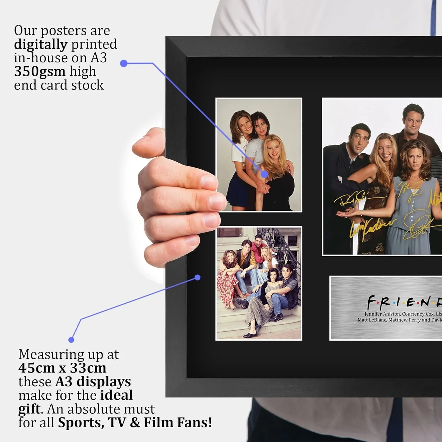 Friends Cast Signed Autograph Display 16x12 Framed TV Show Gift, изображение 5