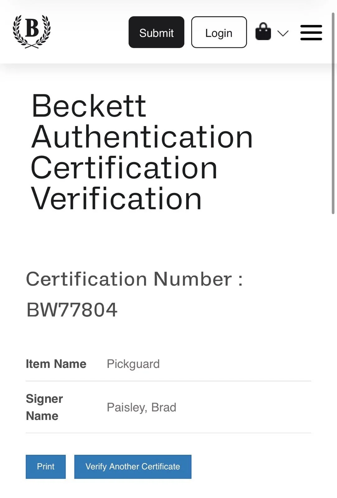 Brad Paisley Autograph Signed Stratocaster Pickguard with Beckett COA, image 5