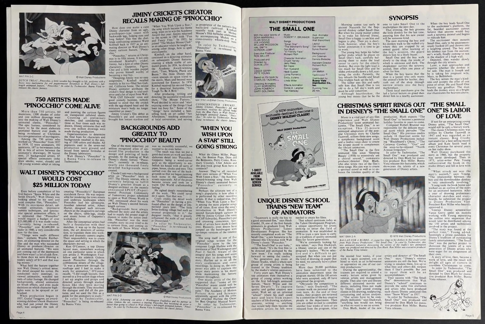 Pinocchio ORIGINAL US Film Campaign Book DISNEY 1978 Rerelease, image 2