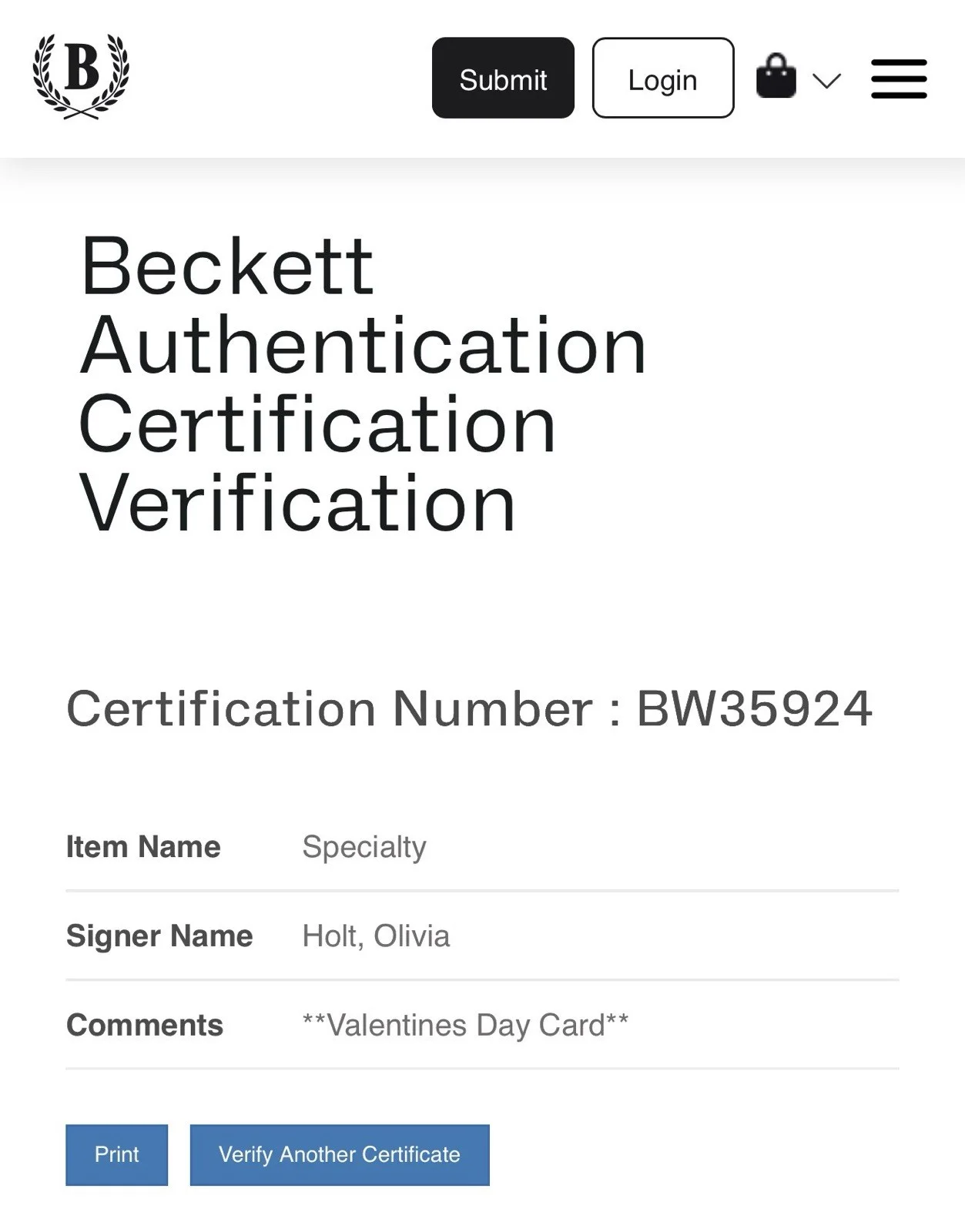 Olivia Holt — Olivia Holt Autograph Signed Heart Eyes Ally McCabe Valentine Card Beckett COA, изображение 3