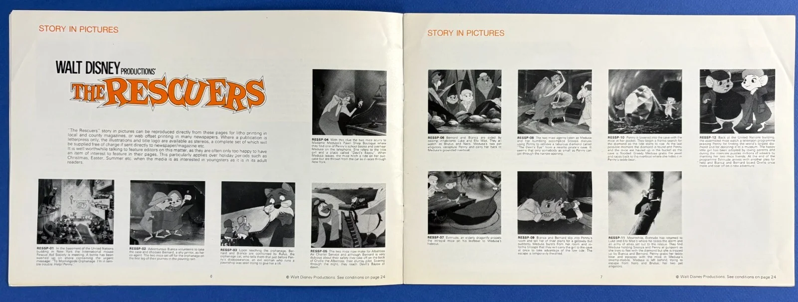 The Rescuers ORIGINAL Press Book & 8x Stills Walt Disney FIRST RELEASE, изображение 2