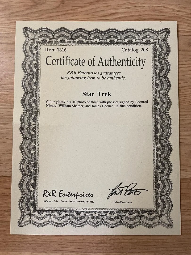 Star Trek Leonard Nimoy/William Shatner/James Doohan Signed Photo/R & R Ent COA, изображение 2
