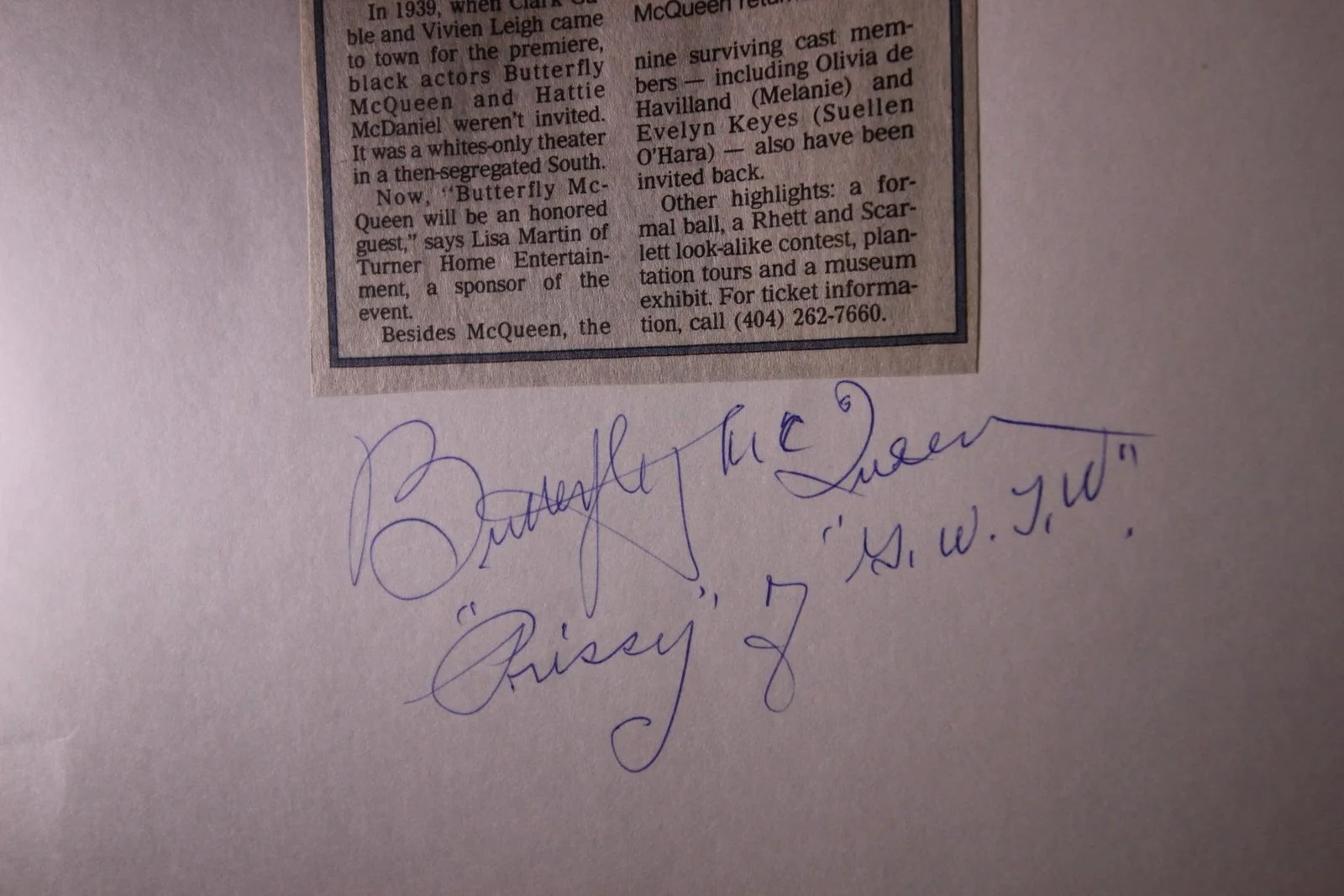Butterfly McQueen — BUTTERFLY McQUEEN (1911-1995) (GONE WITH THE WIND) AUTOGRAPH ITEM~, изображение 2