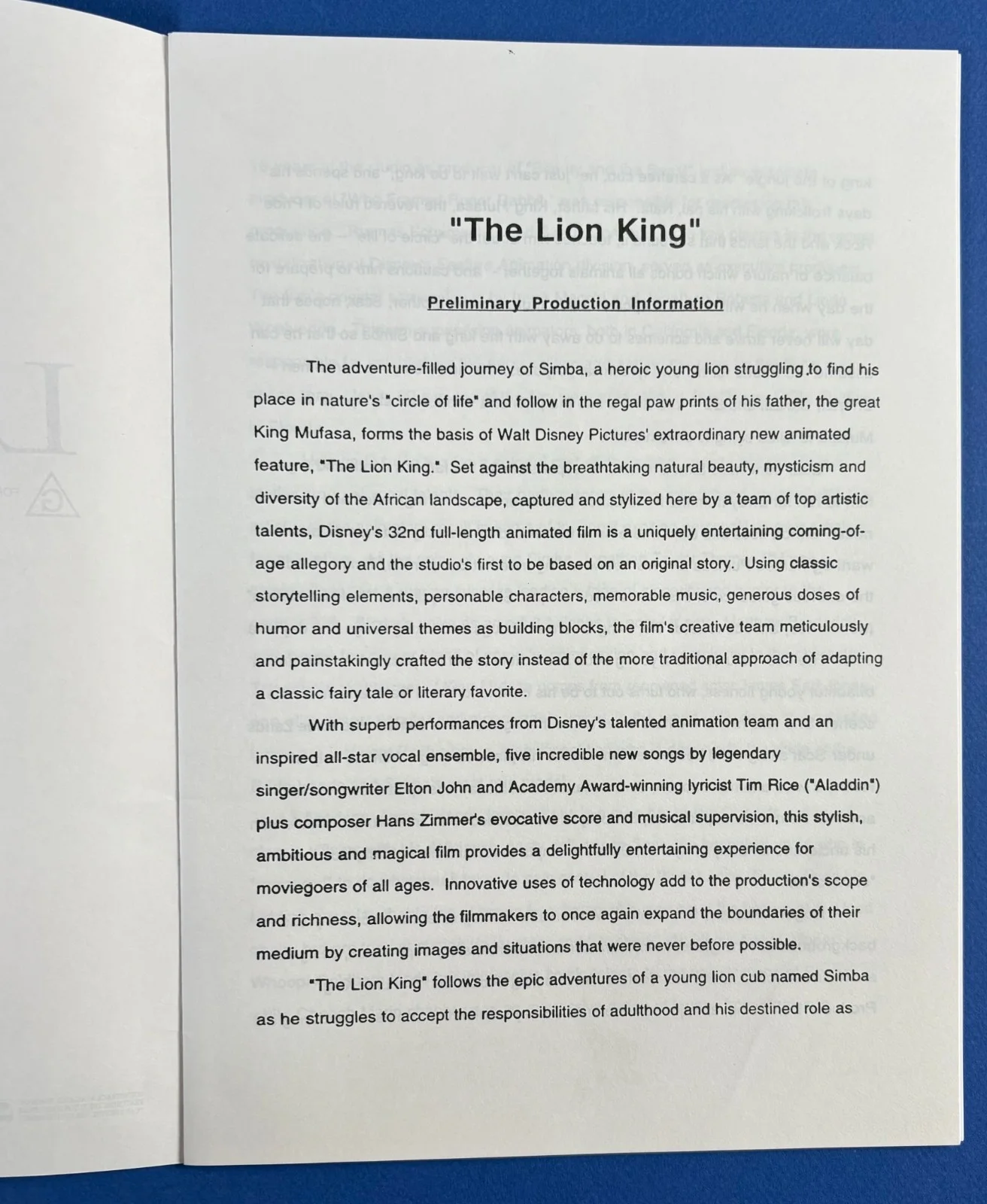 Lion King ORIGINAL Press Book + Education Guide Walt Disney 1994, image 4