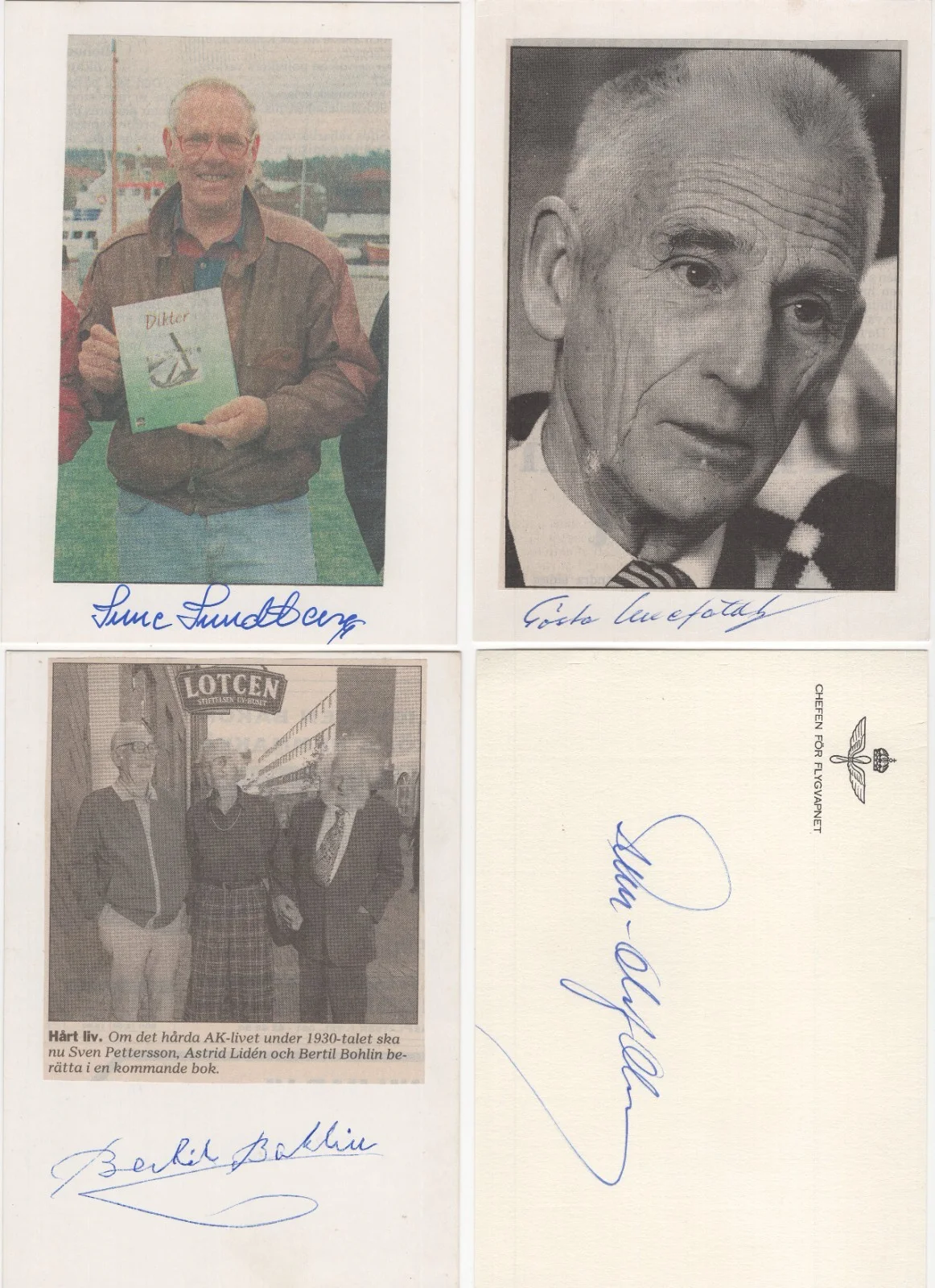 11 SWEDISH AUTOGRAPHS - Military, Writers, TV, Film, Gösta Unefäldt, etc, изображение 2