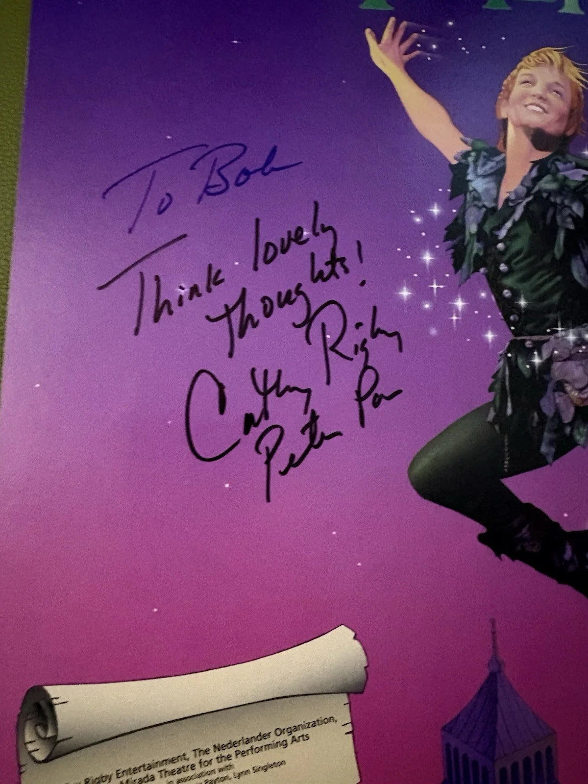 Cathy Rigby — Cathy Rigby Is Peter Pan Signed Autographed Poster, image 2