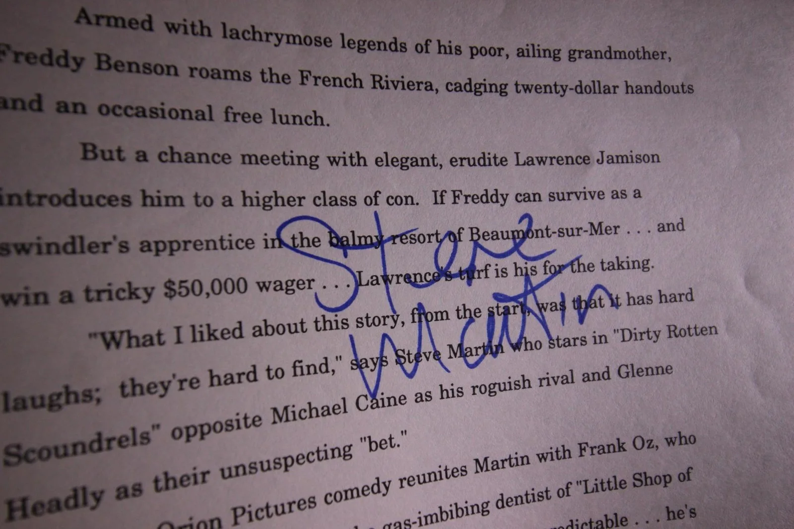 Steve Martin — STEVE MARTIN (ONLY MURDERS IN THE BUILDING~PARENTHOOD) AUTOGRAPH BIO SHEET~, изображение 2