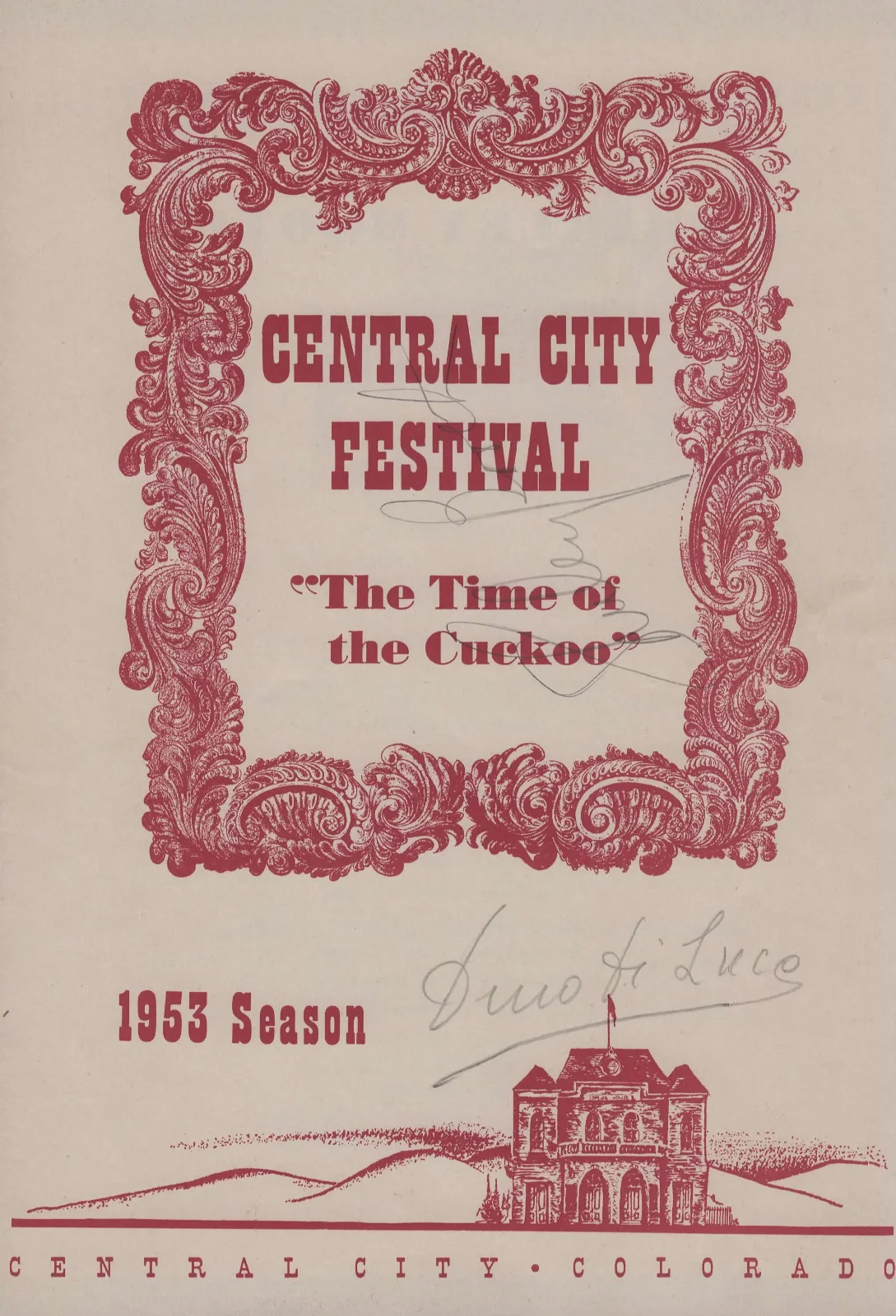 Shirley Booth — Collection-1953 Central City CO Opera Festival-Signed Shirley Booth-Dino Diluca