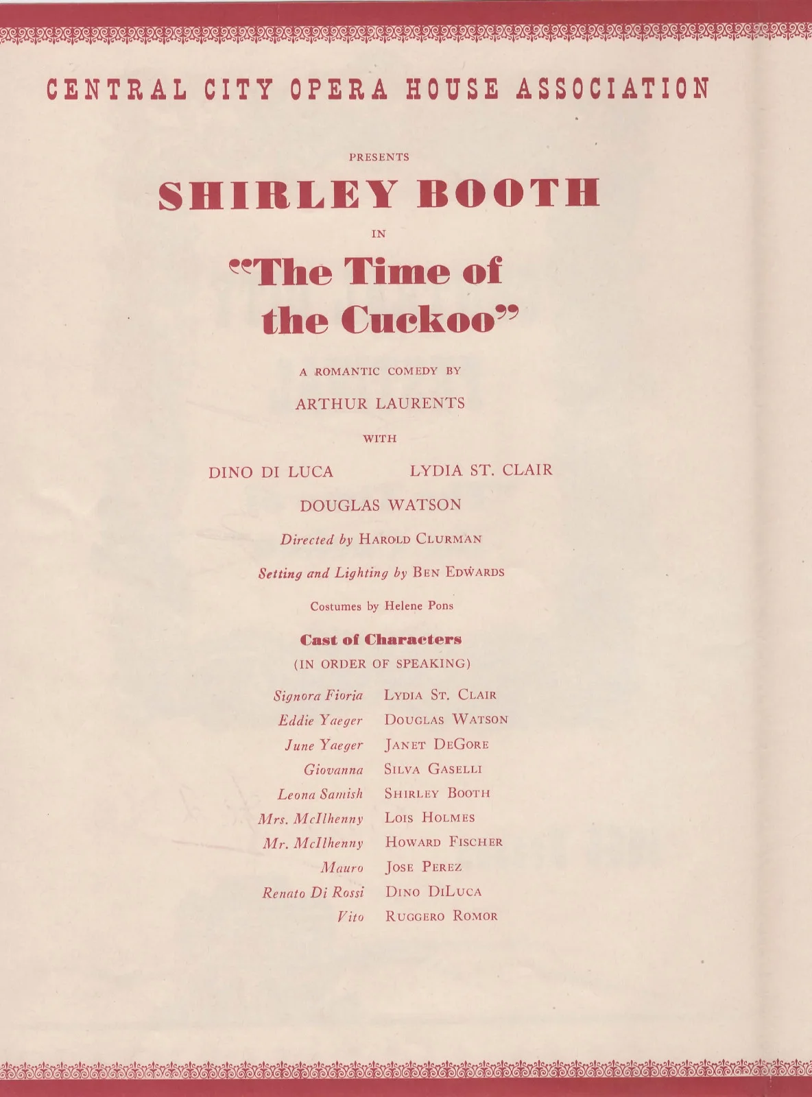 Shirley Booth — Collection-1953 Central City CO Opera Festival-Signed Shirley Booth-Dino Diluca, изображение 2