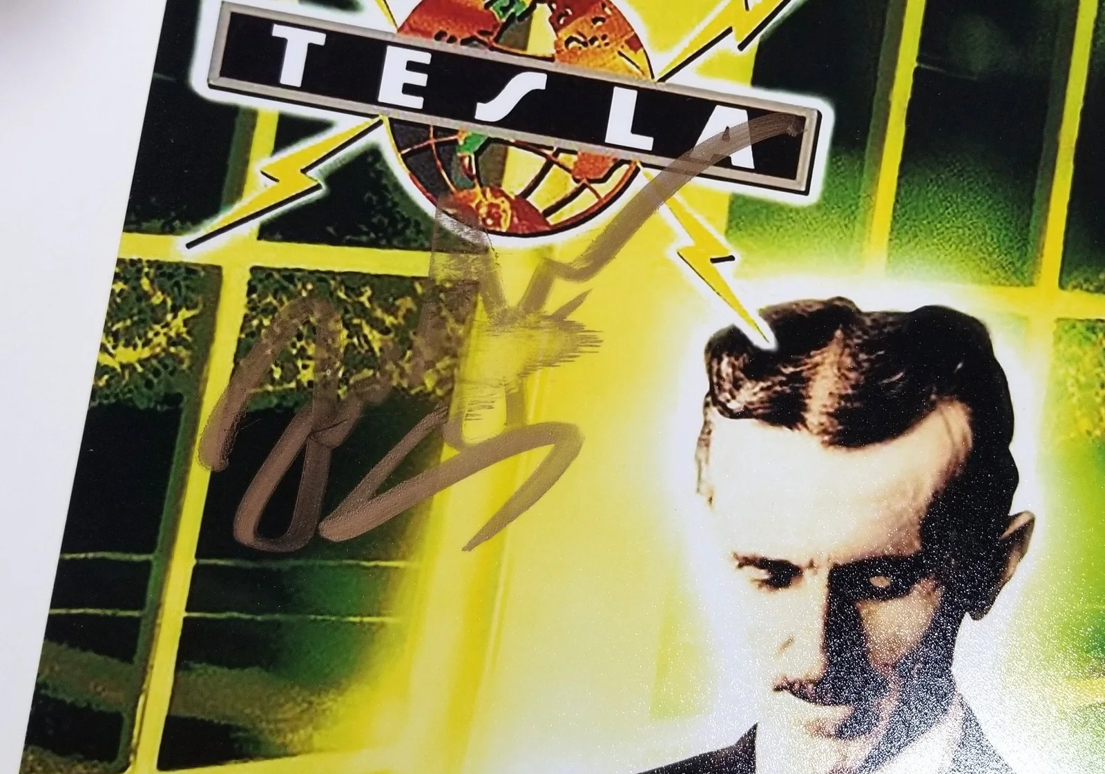 TESLA band hand SIGNED 11x11" Psychotic Supper Photo COA Autographed by 5, image 2