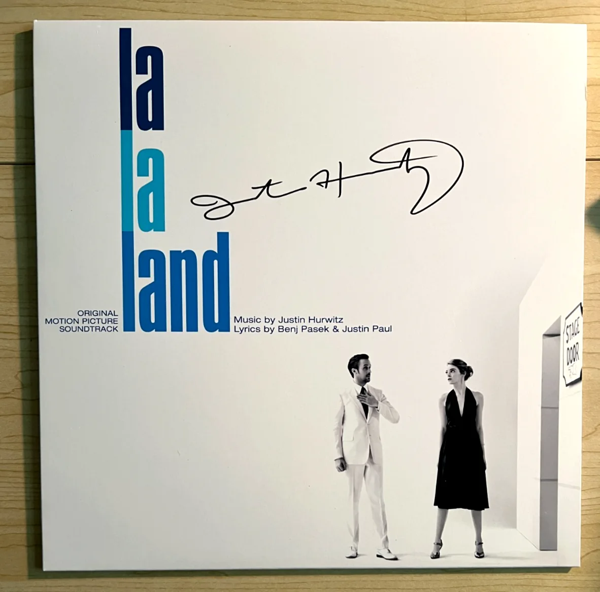 La La Land Justin Hurwitz Signed Album Cover + Sealed Album Blue Vinyl Sp.Ed., изображение 2