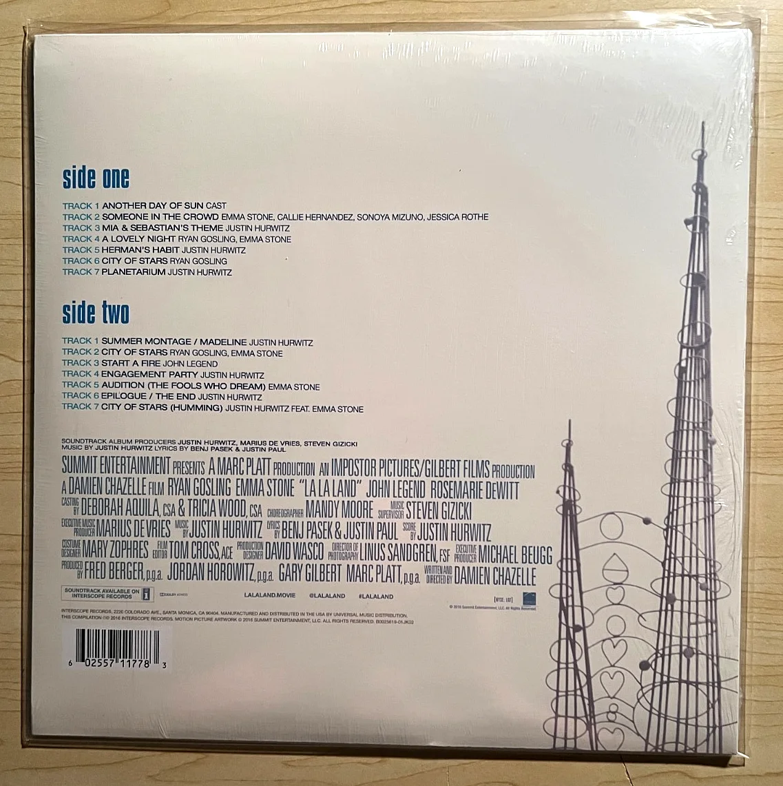 La La Land Justin Hurwitz Signed Album Cover + Sealed Album Blue Vinyl Sp.Ed., изображение 5