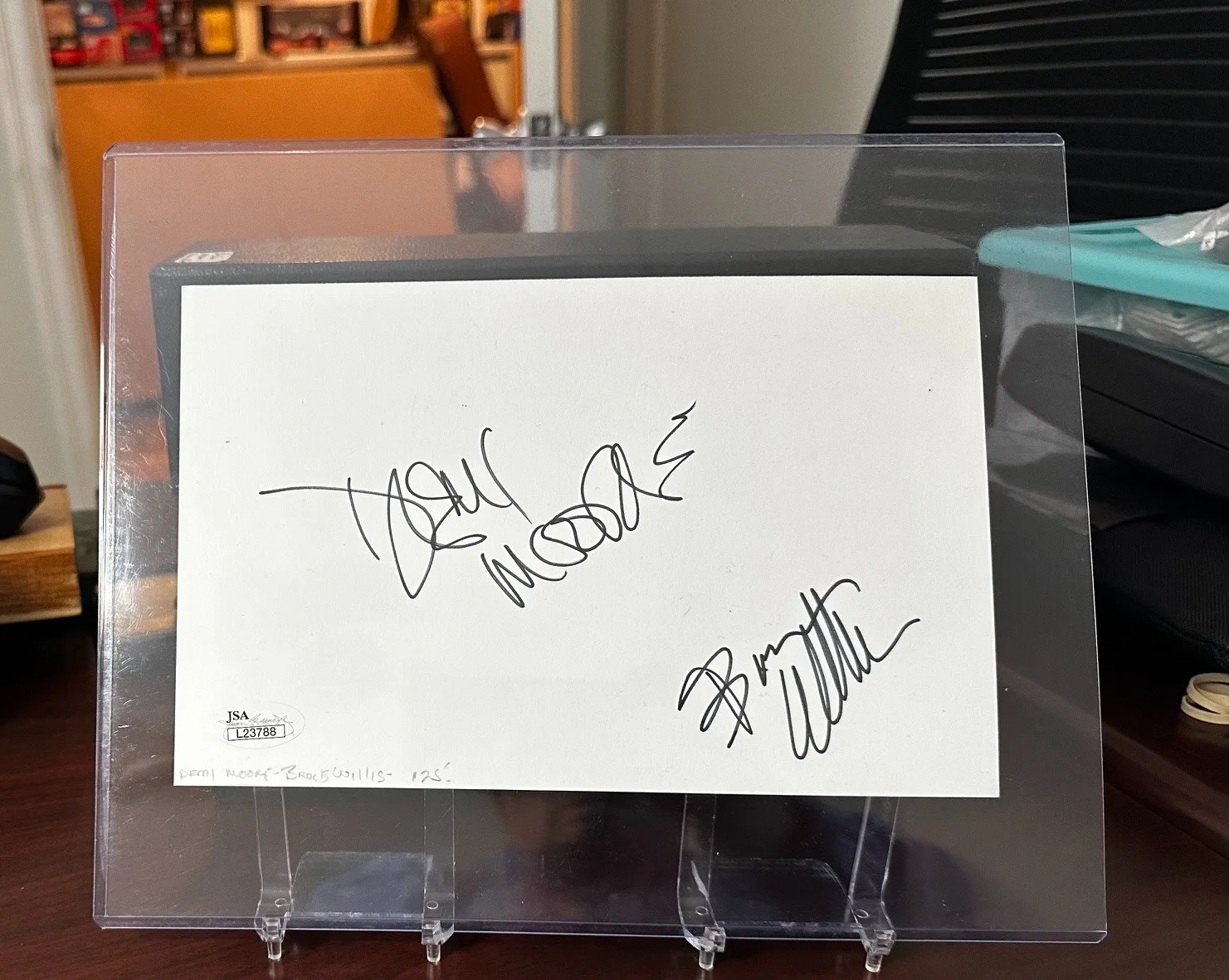 Michael Keaton — Bruce Willis & Demi Moore JSA Authentic Full Dual Signatures EXTREMELY RARE Wow!, image 2