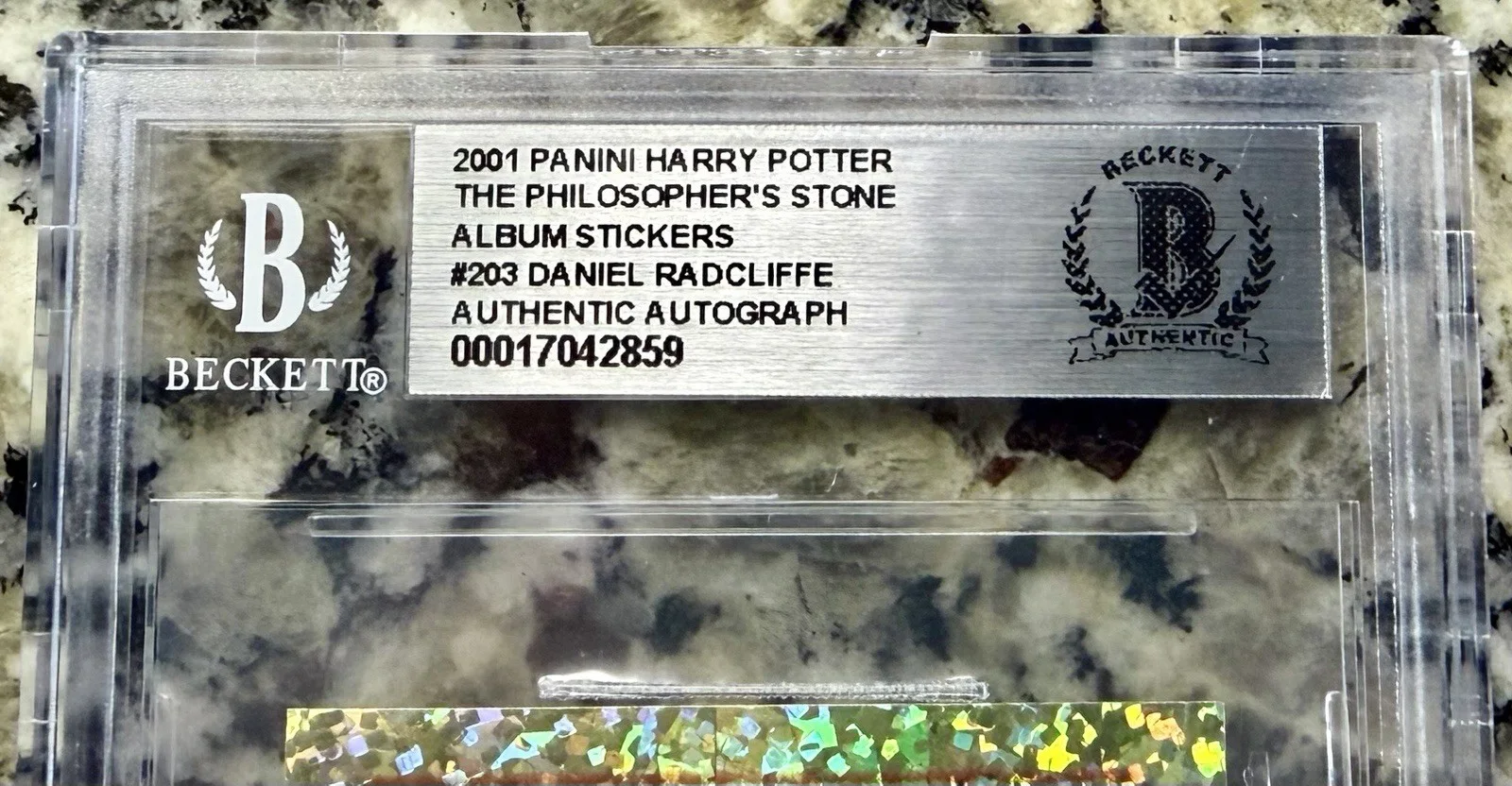 Daniel Radcliffe — Daniel Radcliffe SIGNED Harry Potter 2001 Panini FOIL Rookie Card #203- BGS COA, изображение 2
