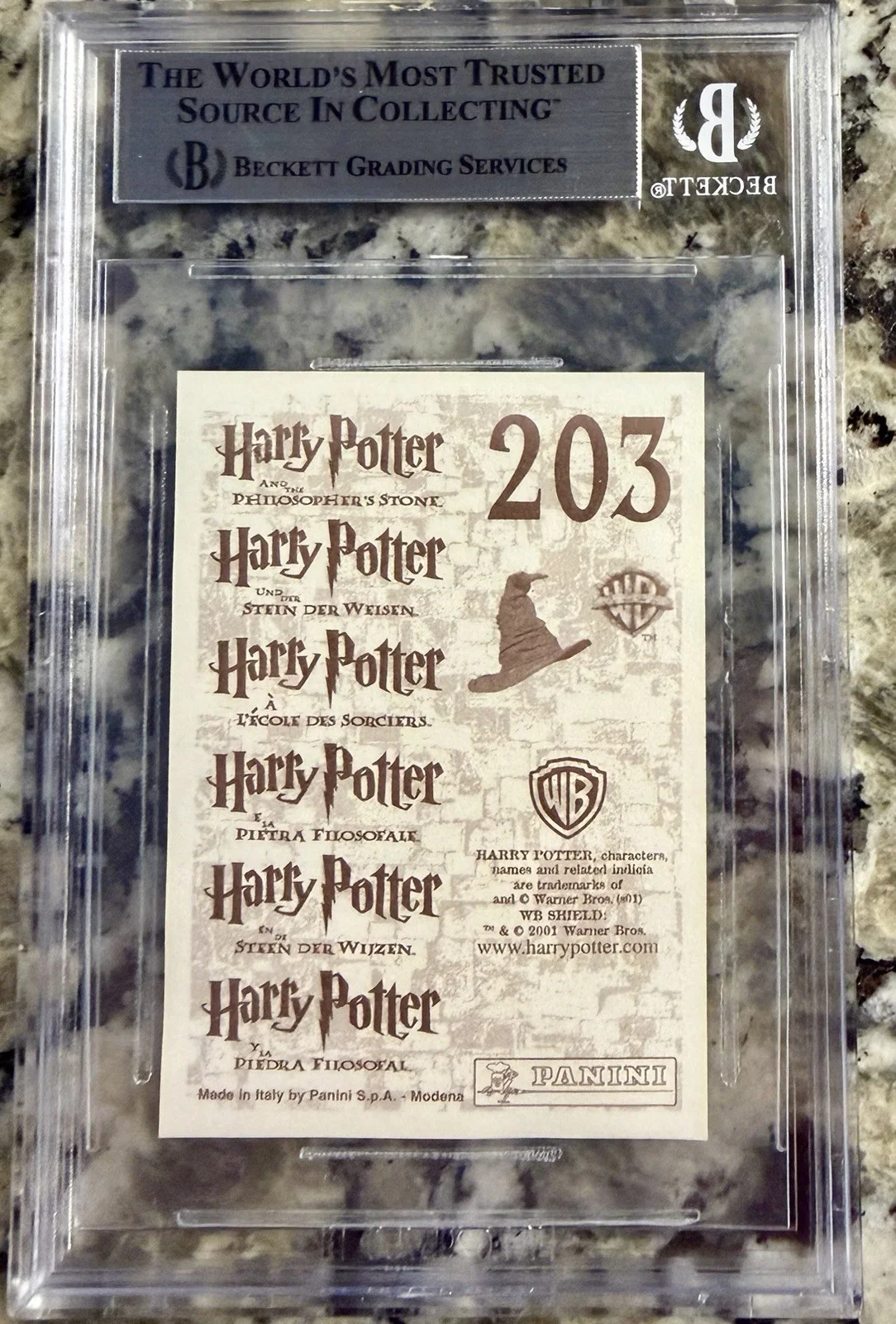 Daniel Radcliffe — Daniel Radcliffe SIGNED Harry Potter 2001 Panini FOIL Rookie Card #203- BGS COA, изображение 3
