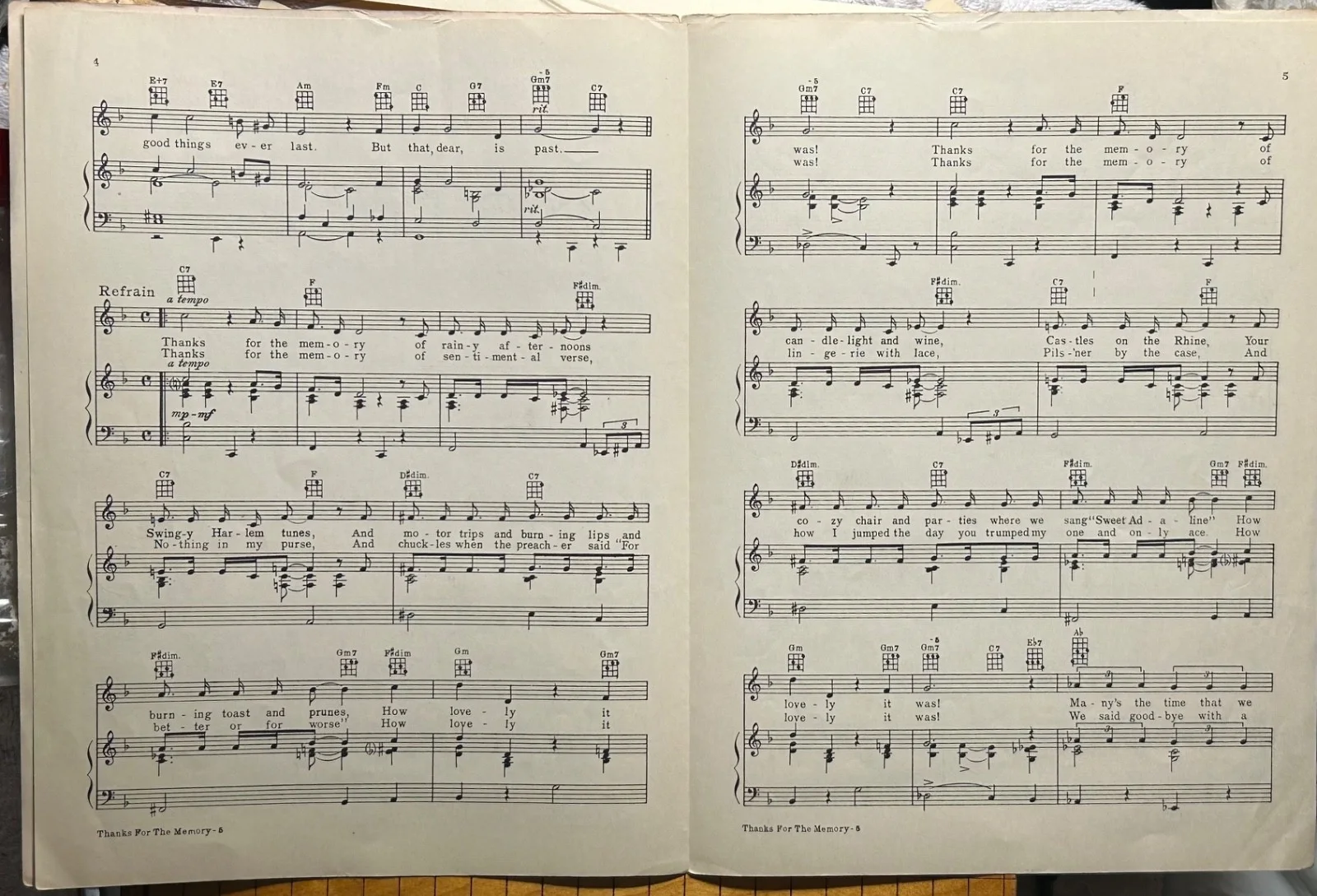 BOB HOPE—SIGNED Thanks for Memory Sheet Music—Won Oscar—Made Him Star—WC FIELDS, image 5