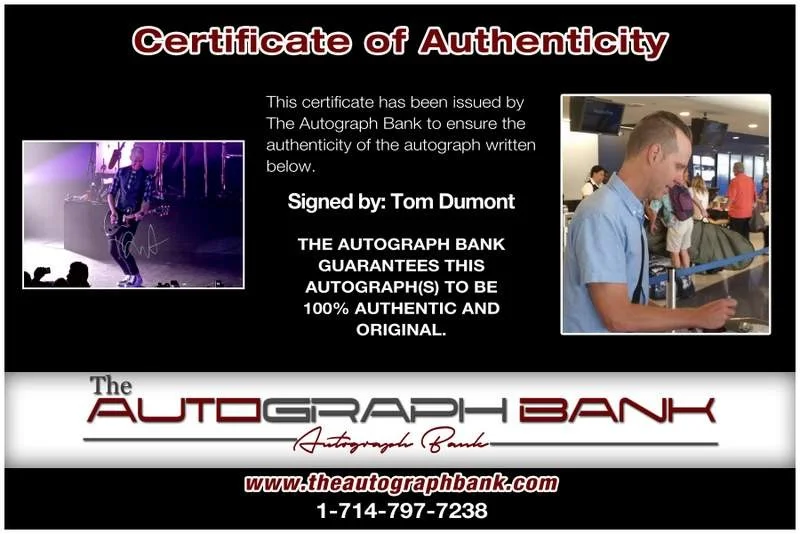 Tom Dumont — No Doubt Tom Dumont authentic signed rock 10X15 photo W/Cert Autographed A0011, изображение 2