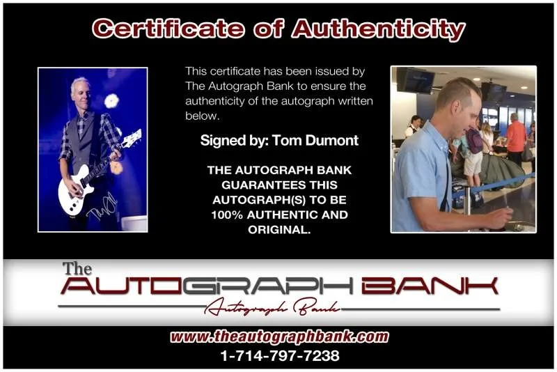 Tom Dumont — No Doubt Tom Dumont authentic signed rock 10X15 photo W/Cert Autographed A0009, image 2