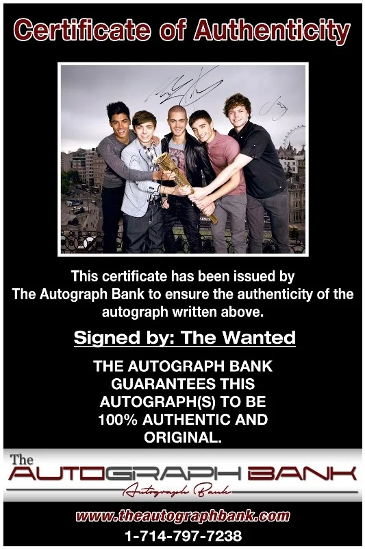 The Wanted — The Wanted Band Authentic signed rock 10x15 photo W/Cert Autographed 26-c, изображение 2