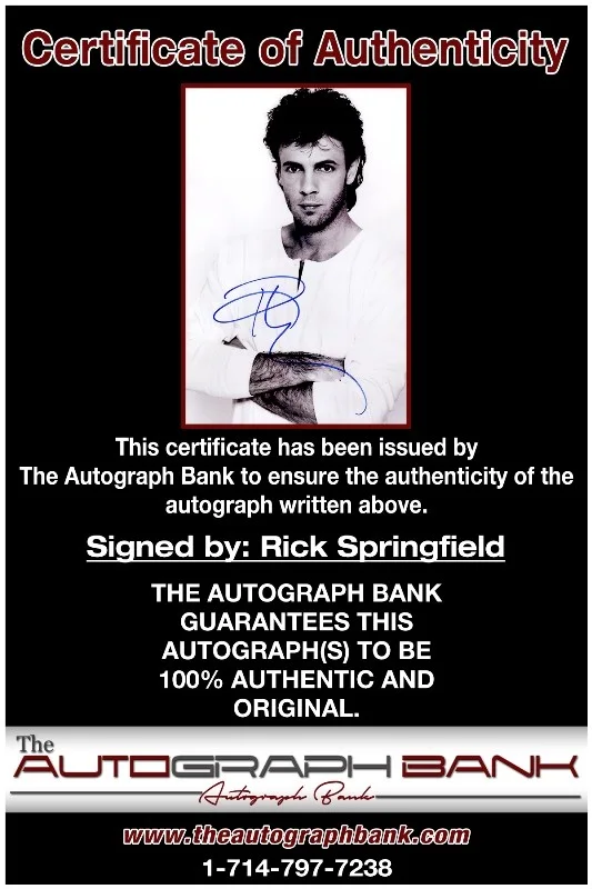 Rick Springfield — Rick Springfield Zoot Authentic signed rock 10x15 photo W/Cert Autographed 226-j, image 2